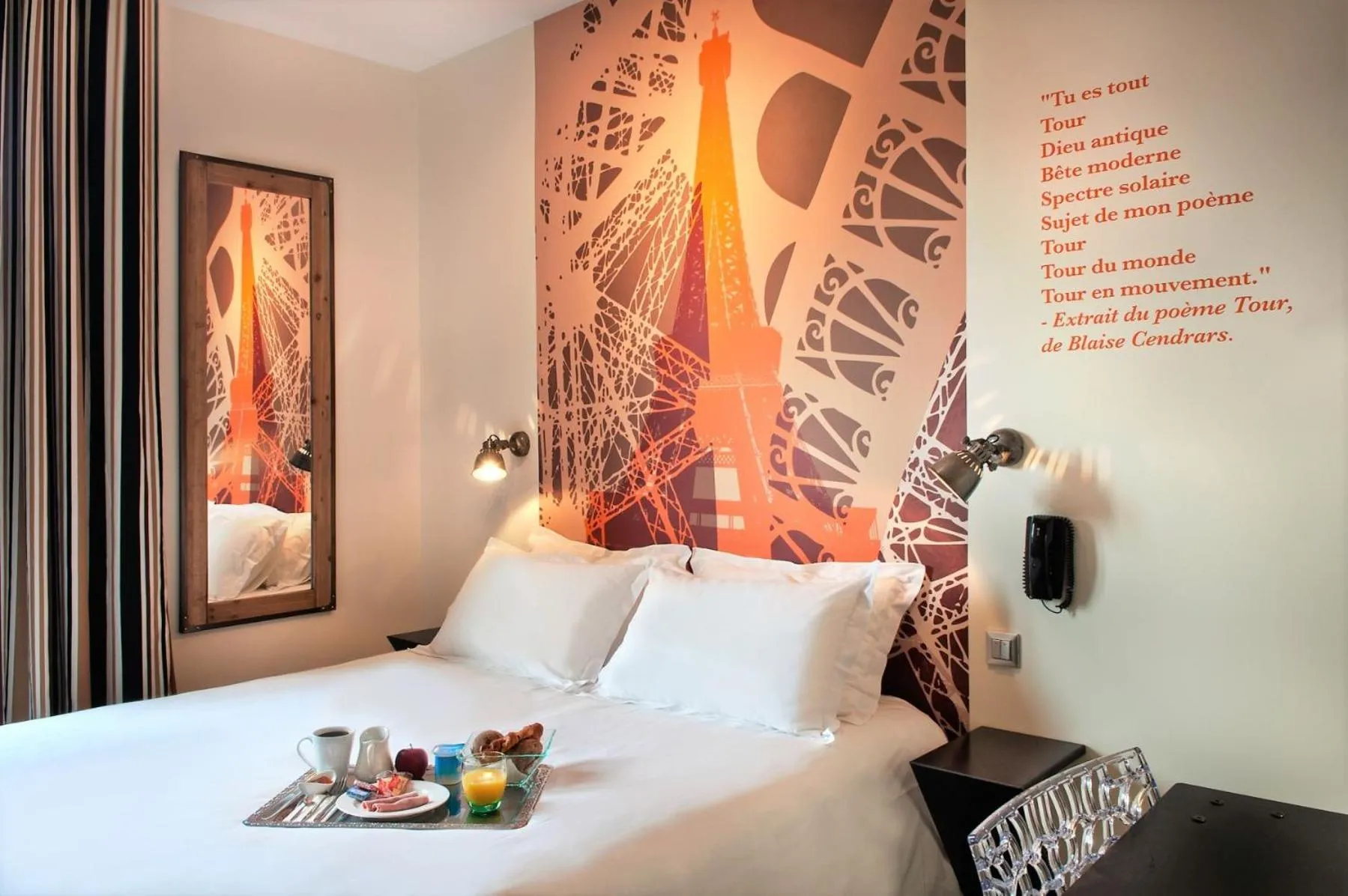 Bedroom, Bed in Hotel Alpha Paris Eiffel by Patrick Hayat