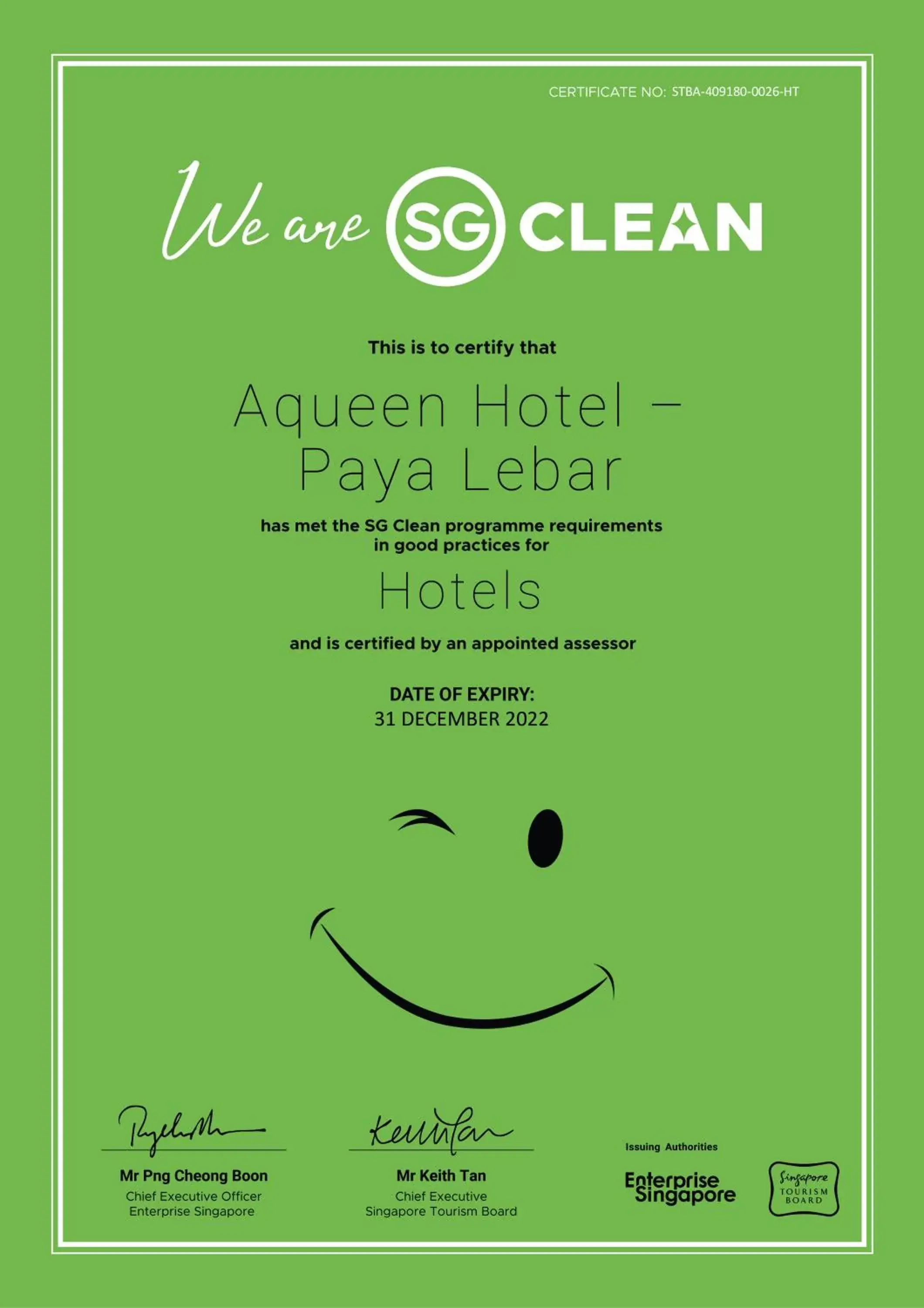 Logo/Certificate/Sign in Aqueen Hotel Paya Lebar