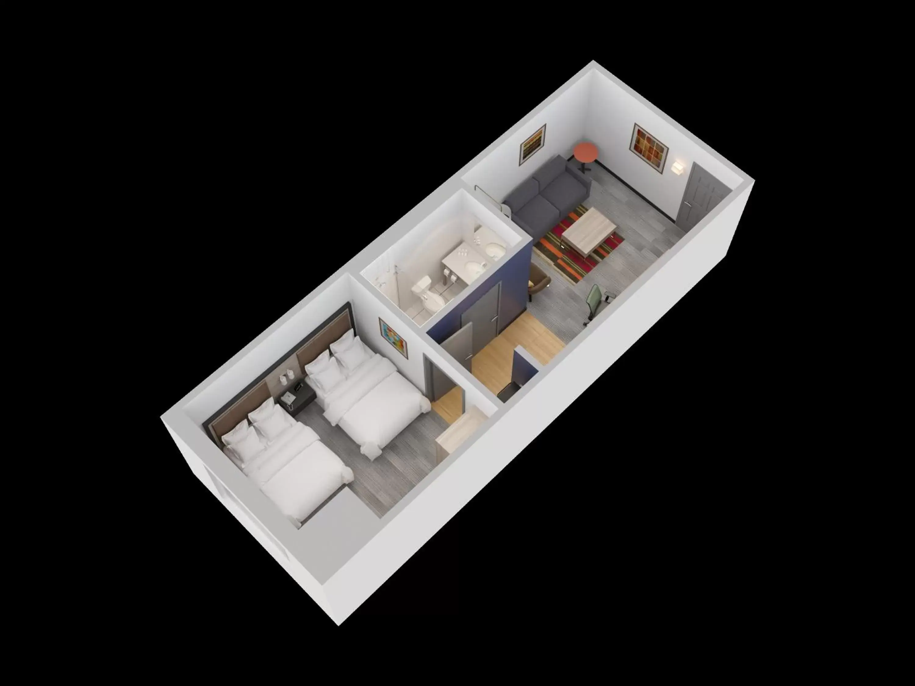 Bedroom, Floor Plan in Holiday Inn Express & Suites S Lake Buena Vista, an IHG Hotel