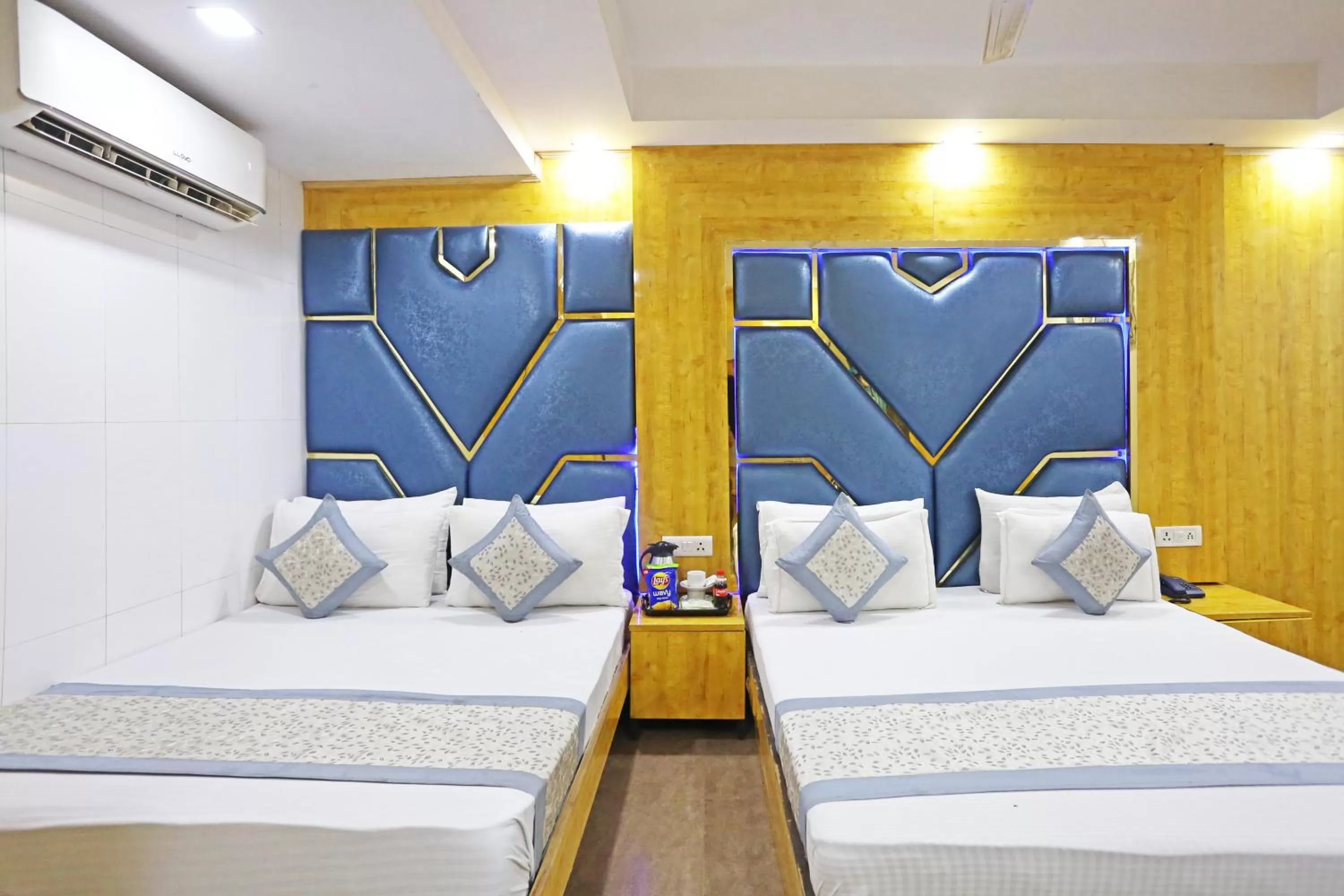 Photo of the whole room, Bed in Hotel Preet Palace -5 Mints Walk From Nizamuddin Railway Station