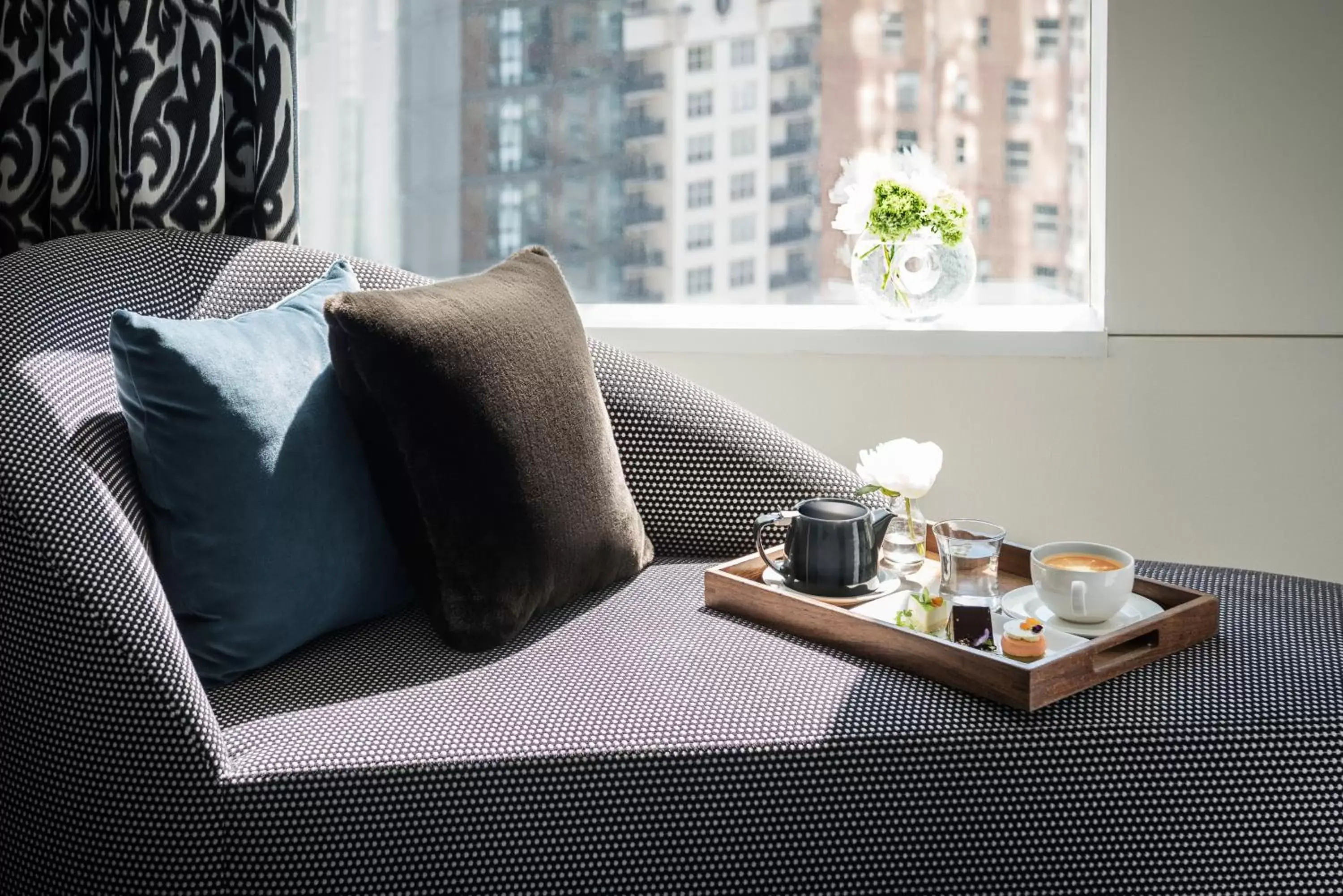 Living room, Bed in Sofitel Chicago Magnificent Mile