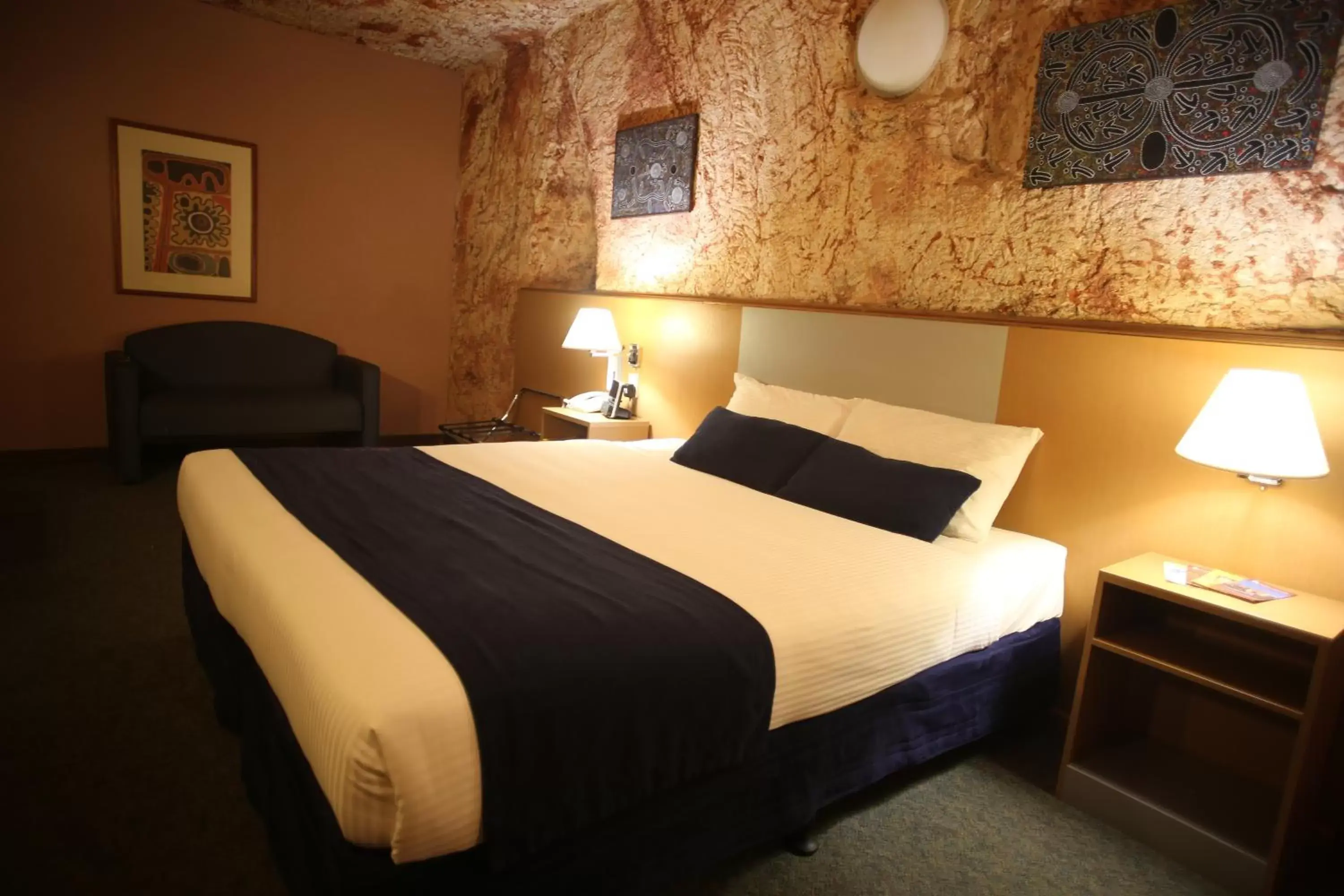 Bed in Desert Cave Hotel