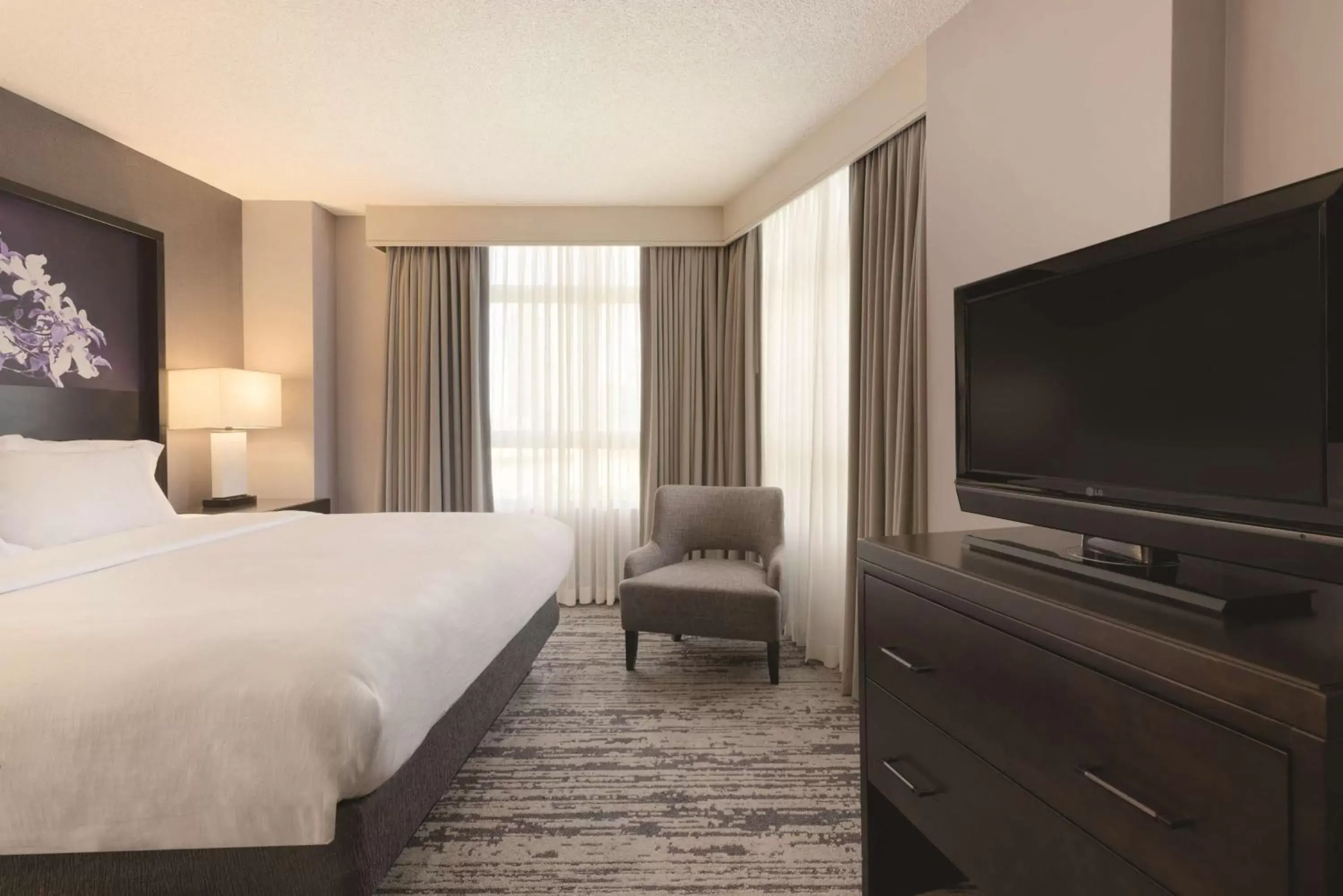 Bed, TV/Entertainment Center in Embassy Suites by Hilton Atlanta at Centennial Olympic Park