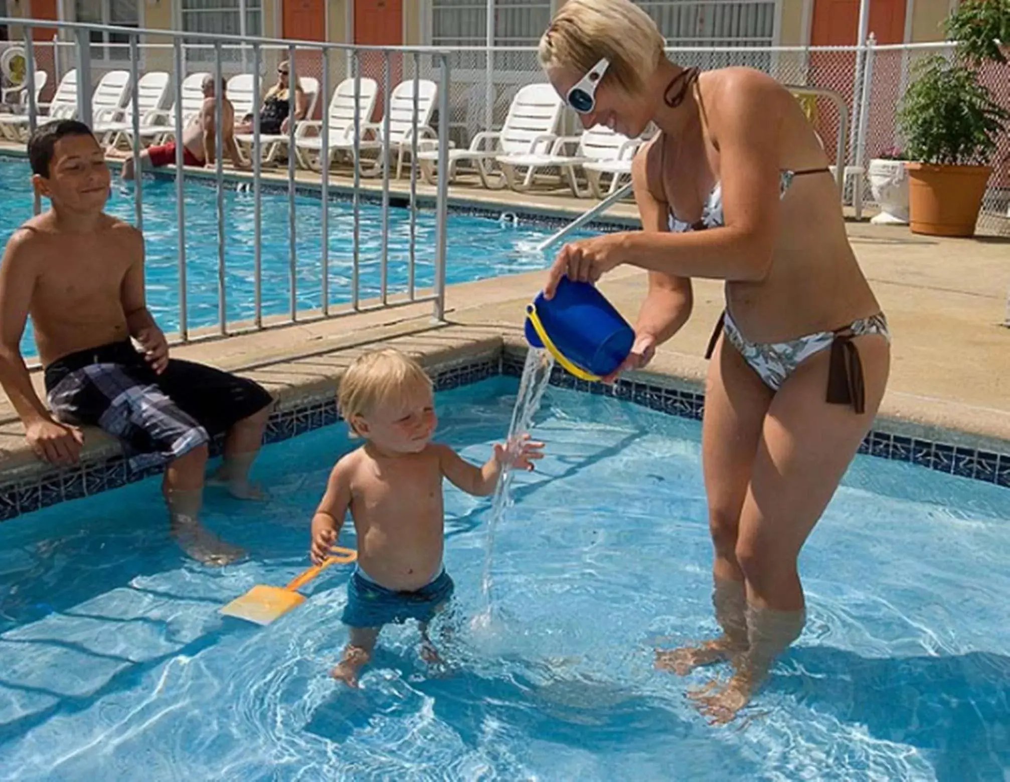 People, Swimming Pool in Blue Water Motel