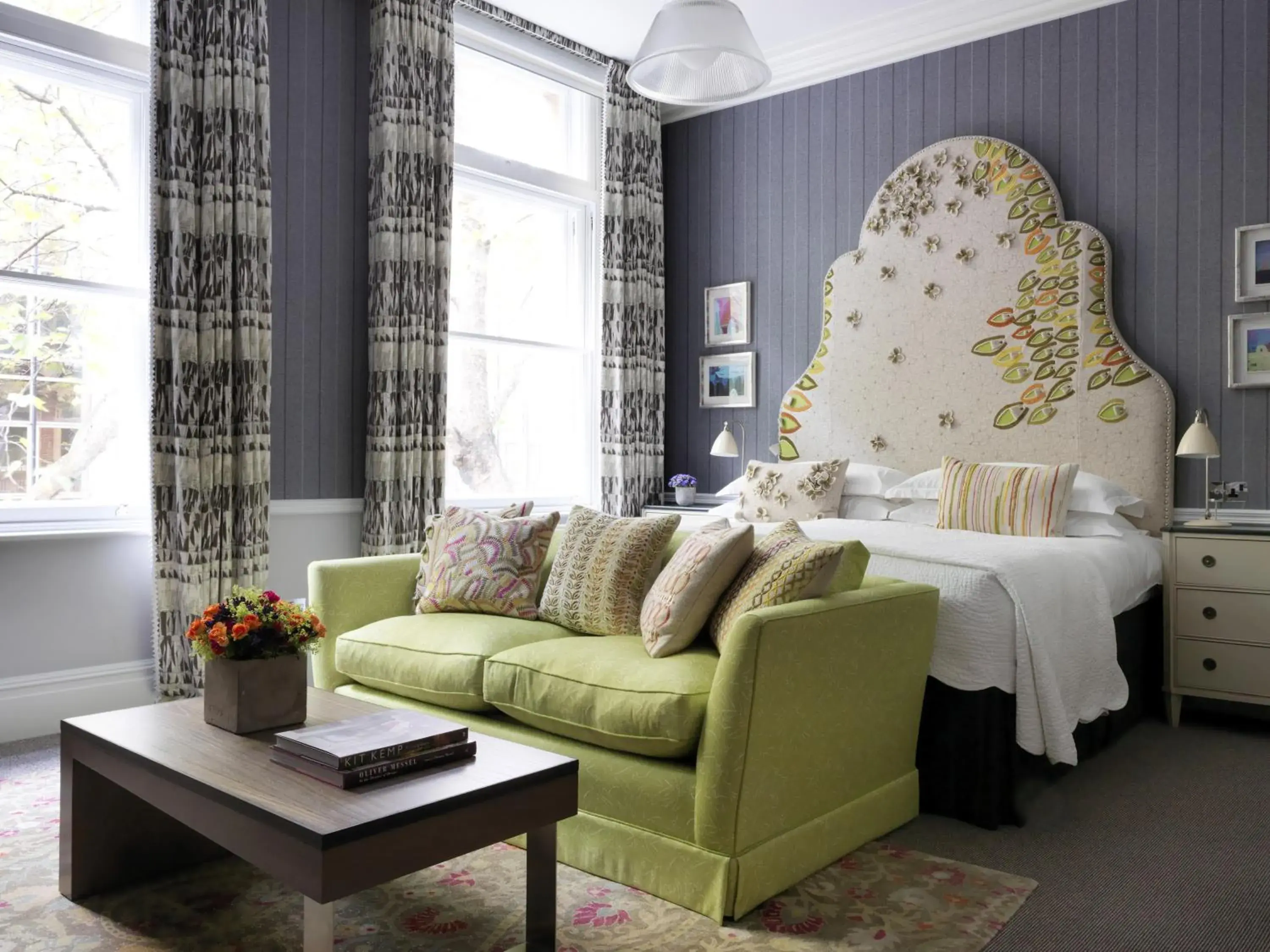 Bed, Seating Area in Covent Garden Hotel, Firmdale Hotels