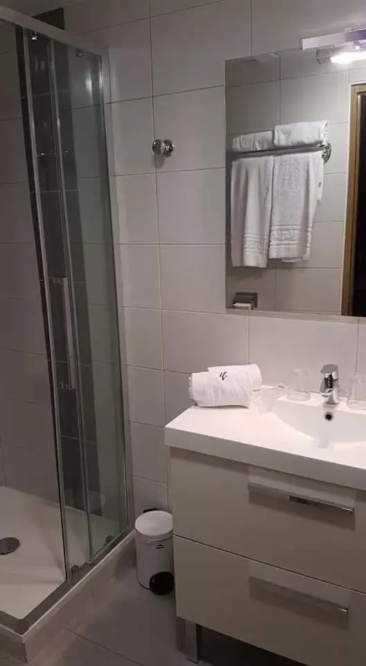 Shower, Bathroom in Logis Hôtel La Fauceille