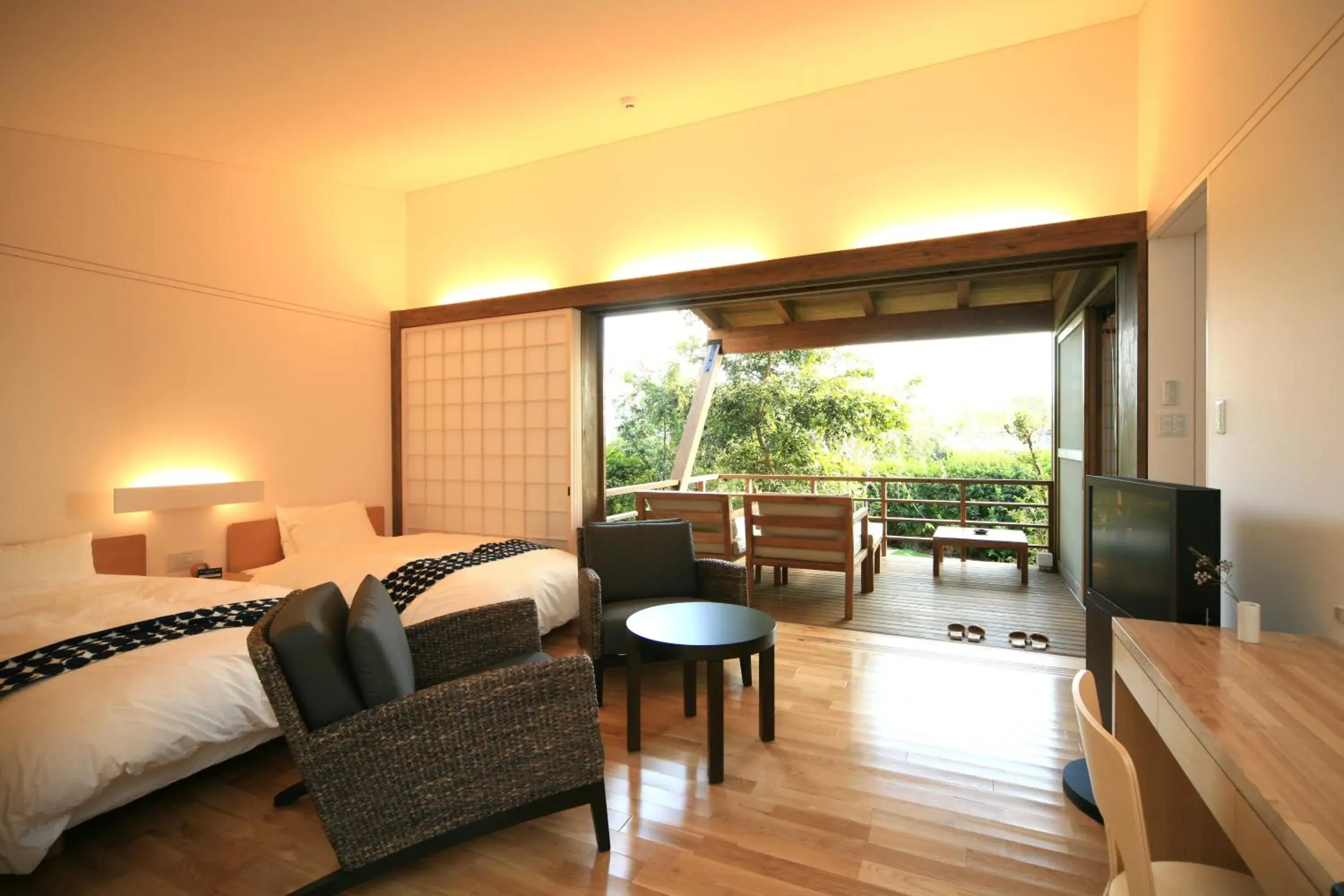 Photo of the whole room, Seating Area in Satsuki Bessou Ryokan