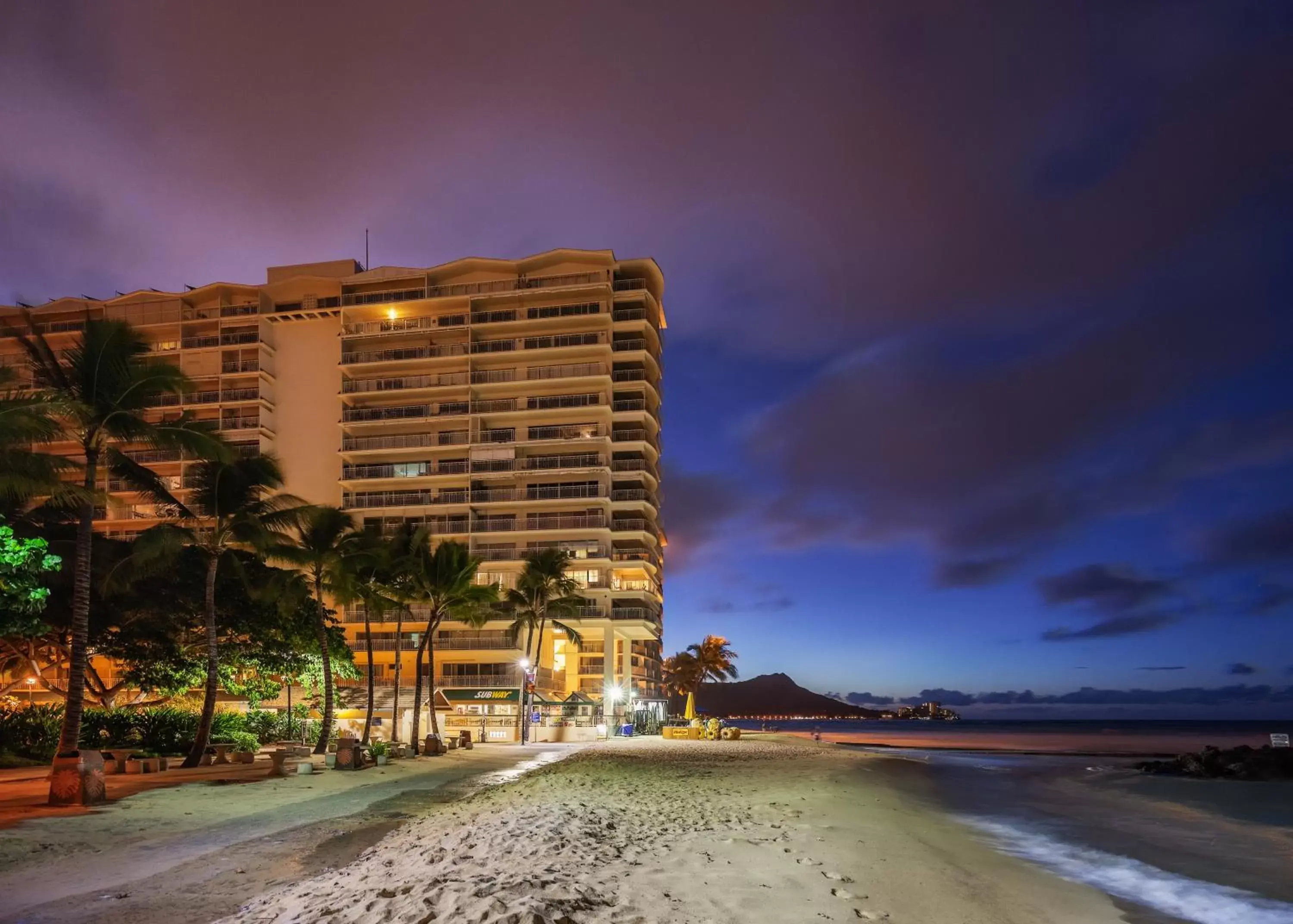 Beach, Property Building in Castle Waikiki Shore Beachfront Condominiums