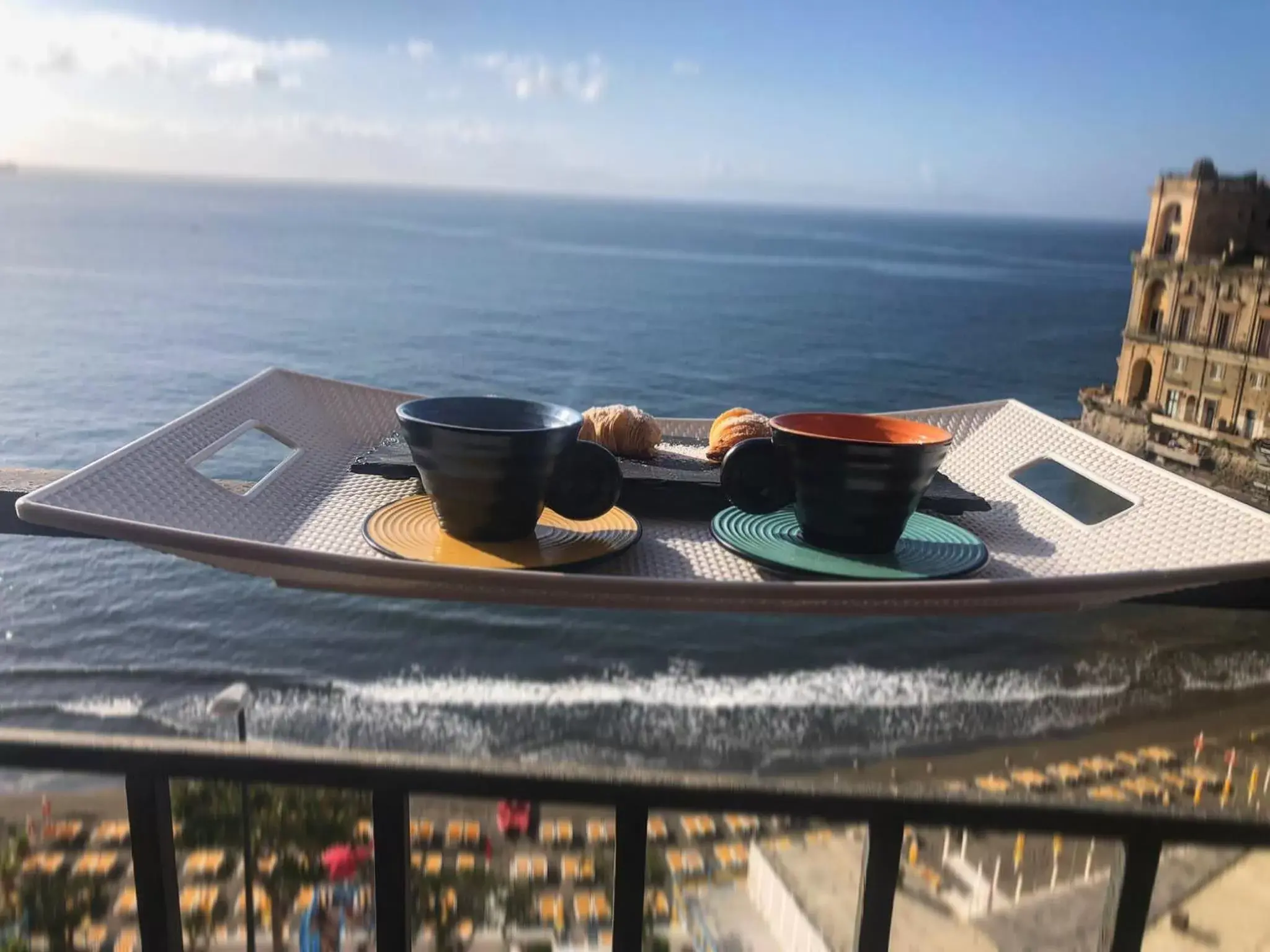 Coffee/tea facilities, Balcony/Terrace in B&B Vista Mare