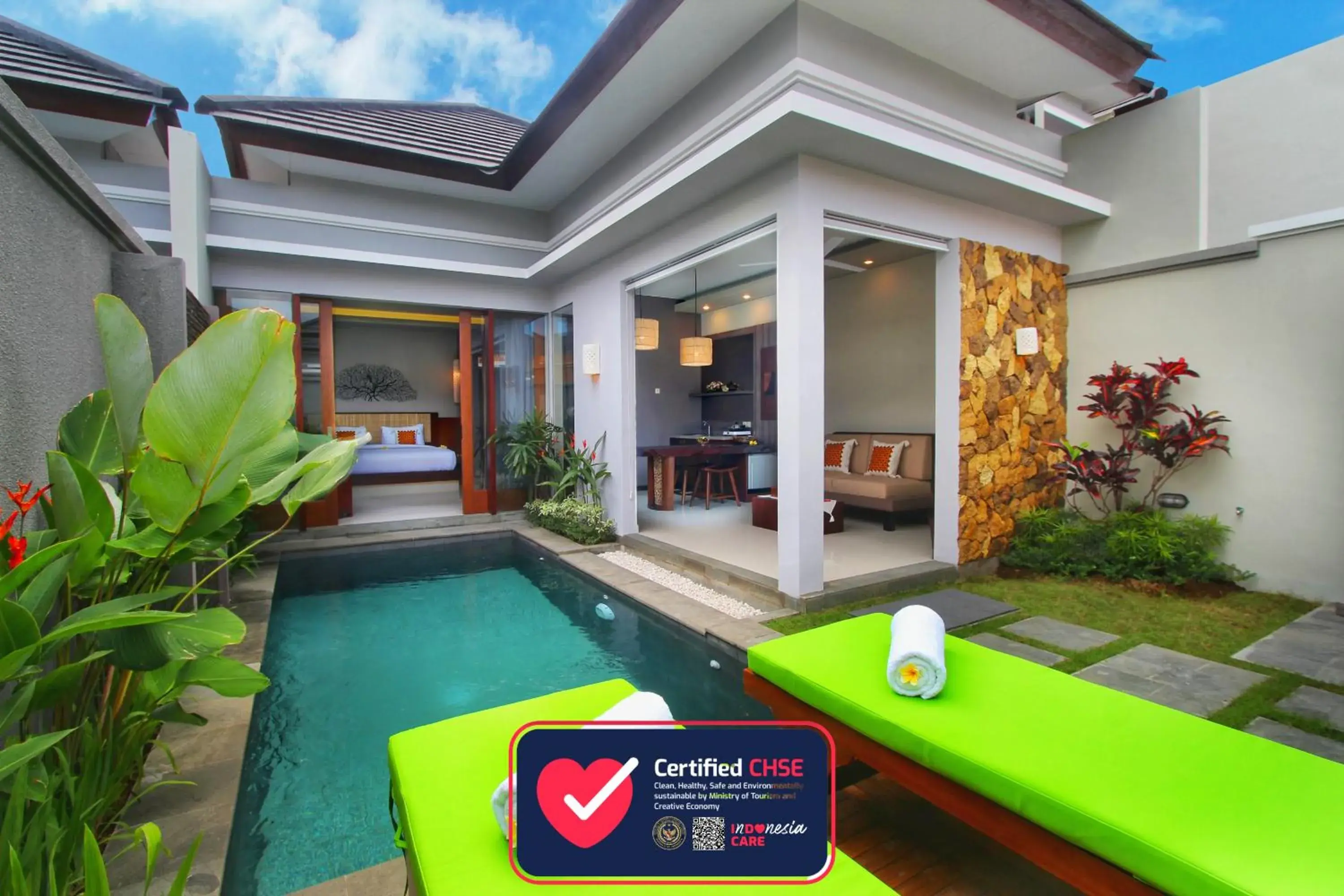 Logo/Certificate/Sign, Swimming Pool in Maharaja Villas Bali - CHSE Certified