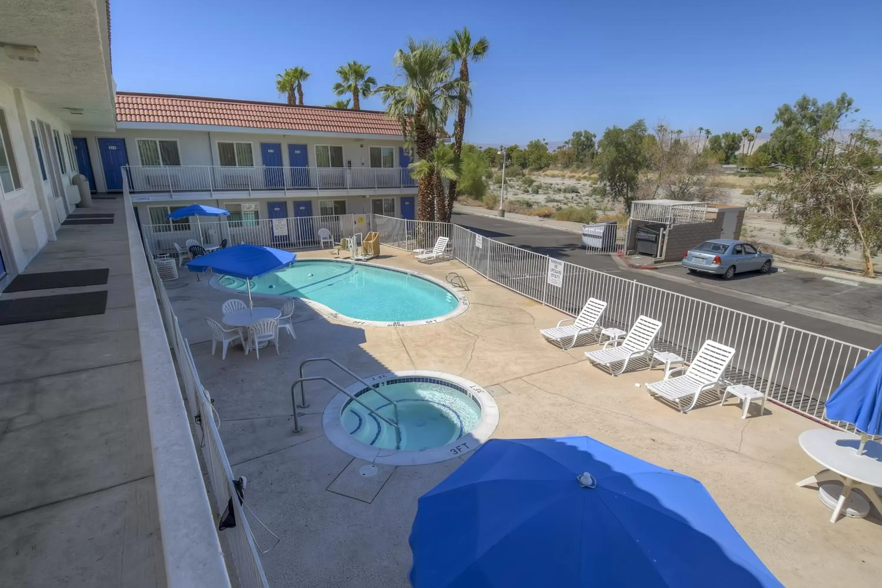 Bird's eye view, Pool View in Motel 6-Rancho Mirage, CA - Palm Springs