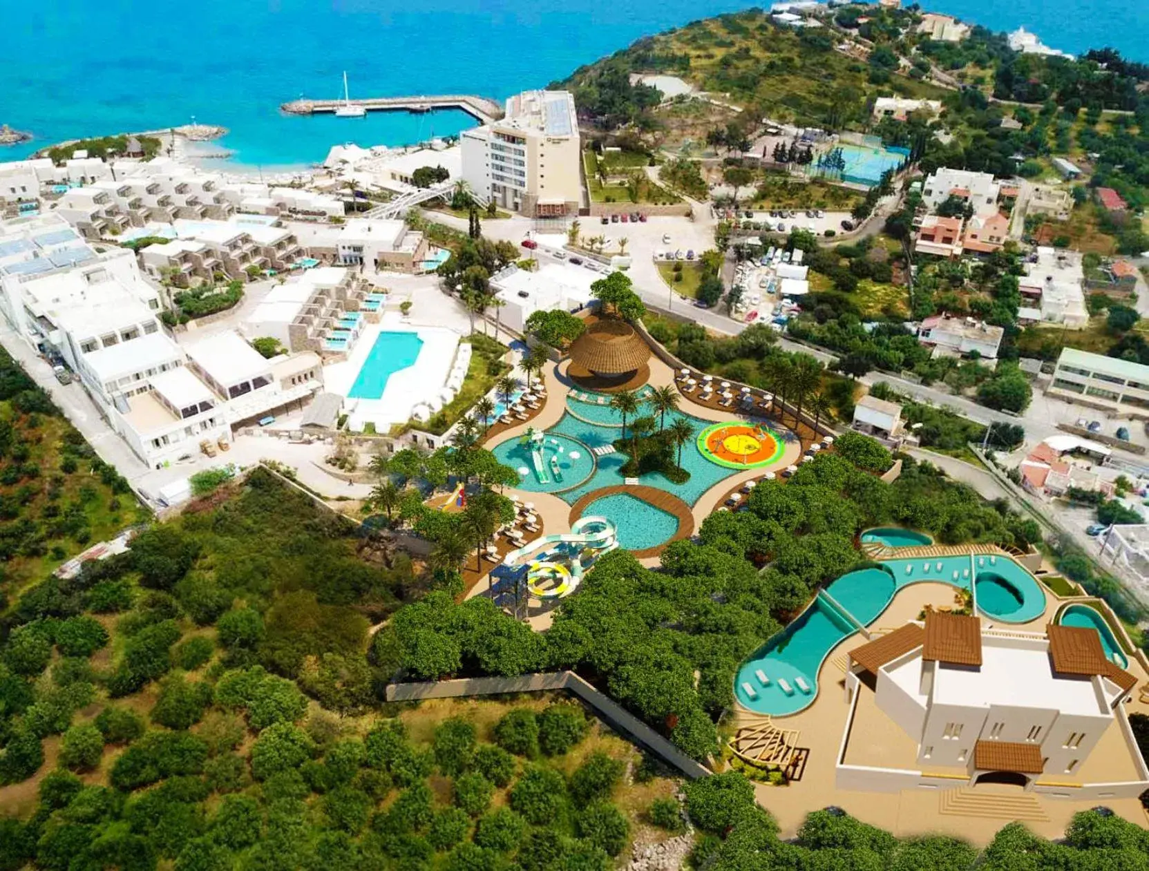 Aqua park, Bird's-eye View in Wyndham Grand Crete Mirabello Bay