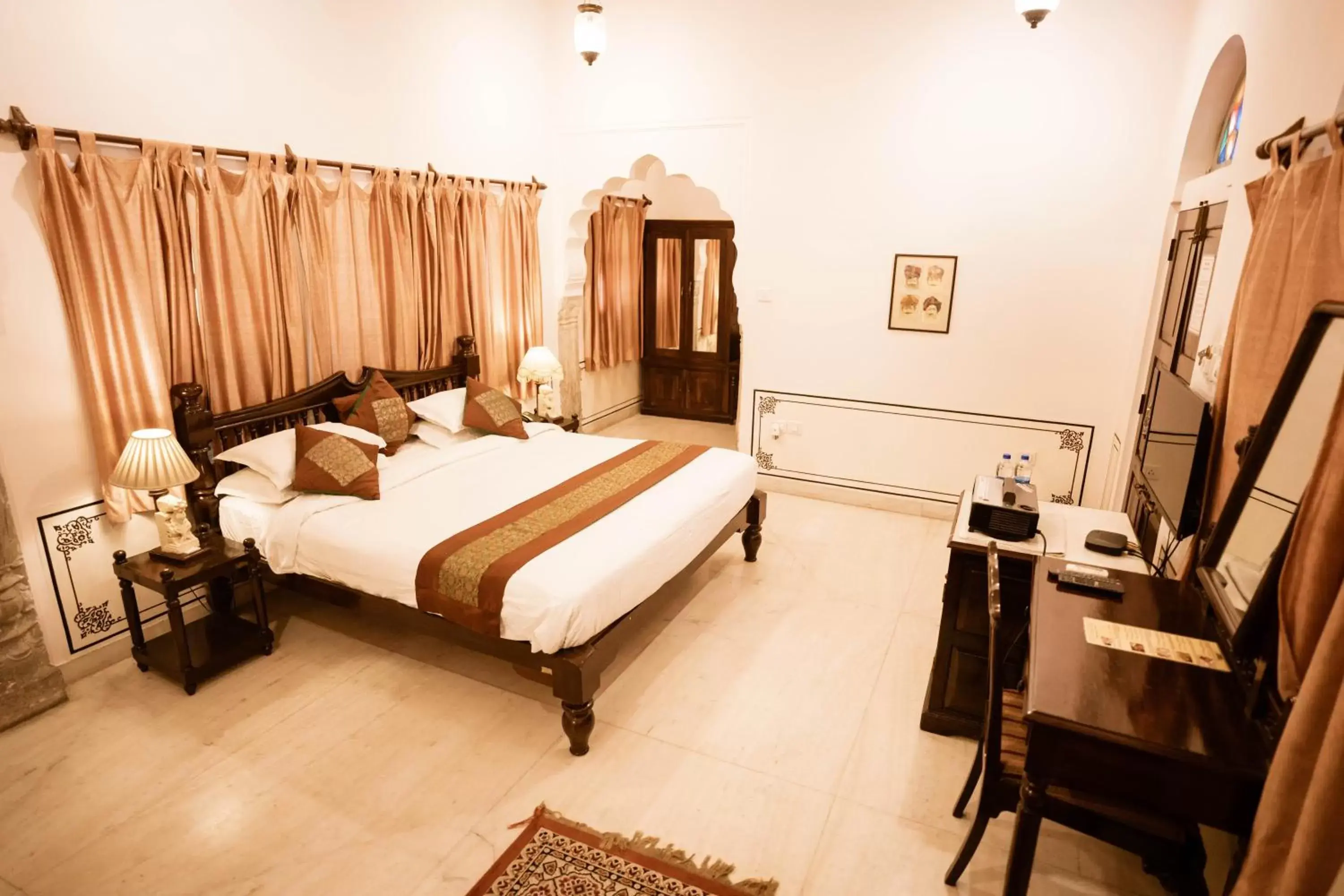 Bed in Khandela Haveli - a Boutique Heritage Hotel