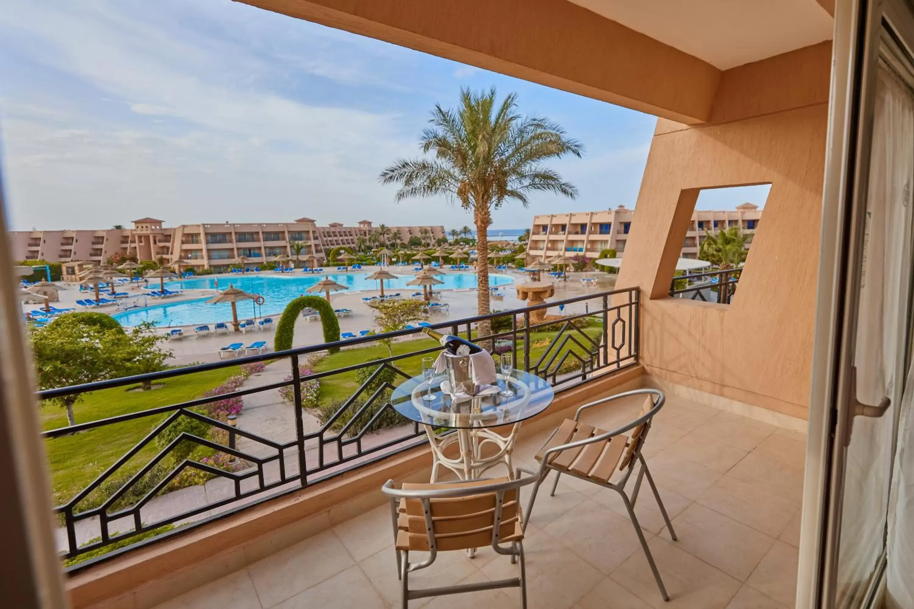 Balcony/Terrace, Pool View in Jasmine Palace Resort