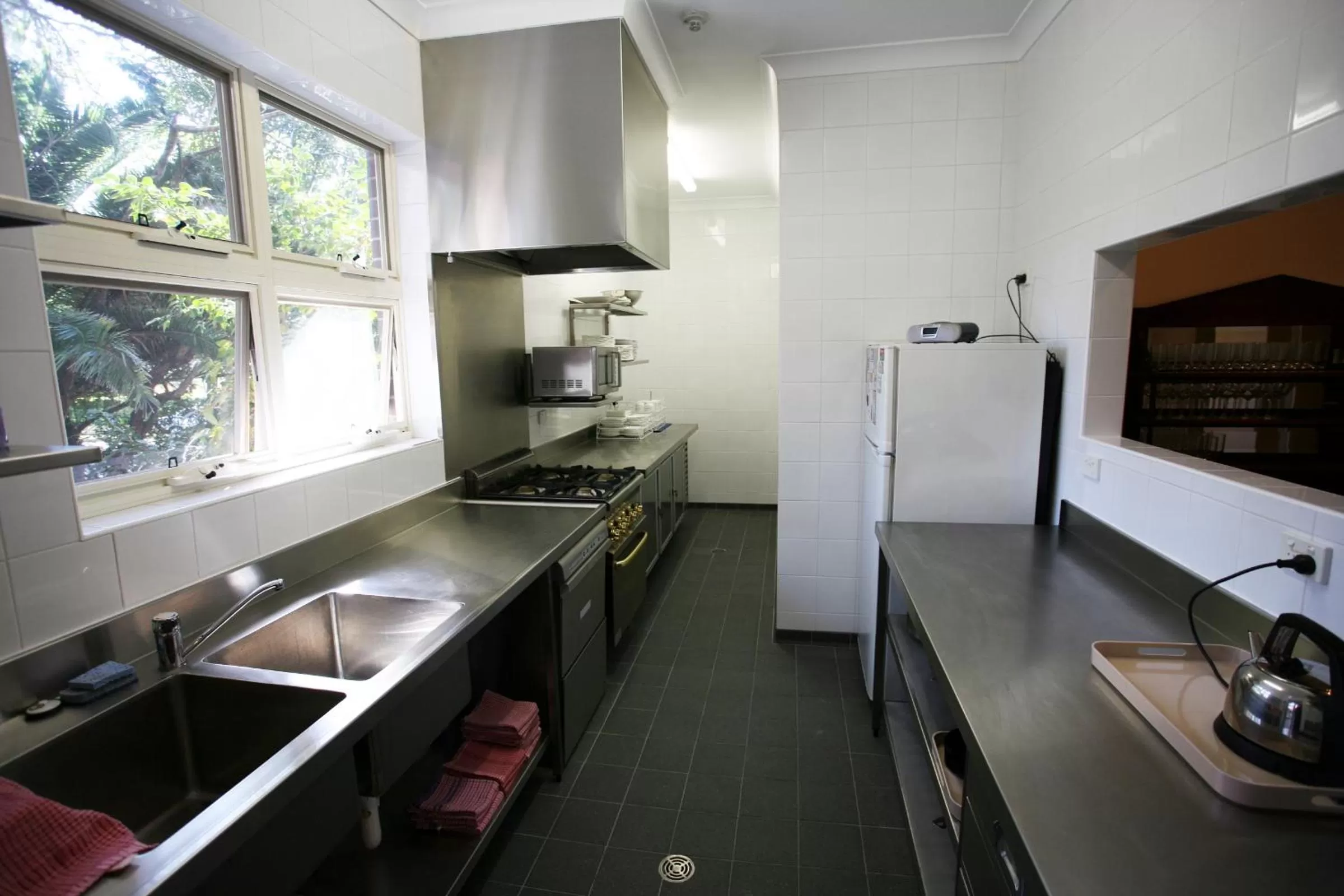 Communal kitchen in Darcy's Hotel