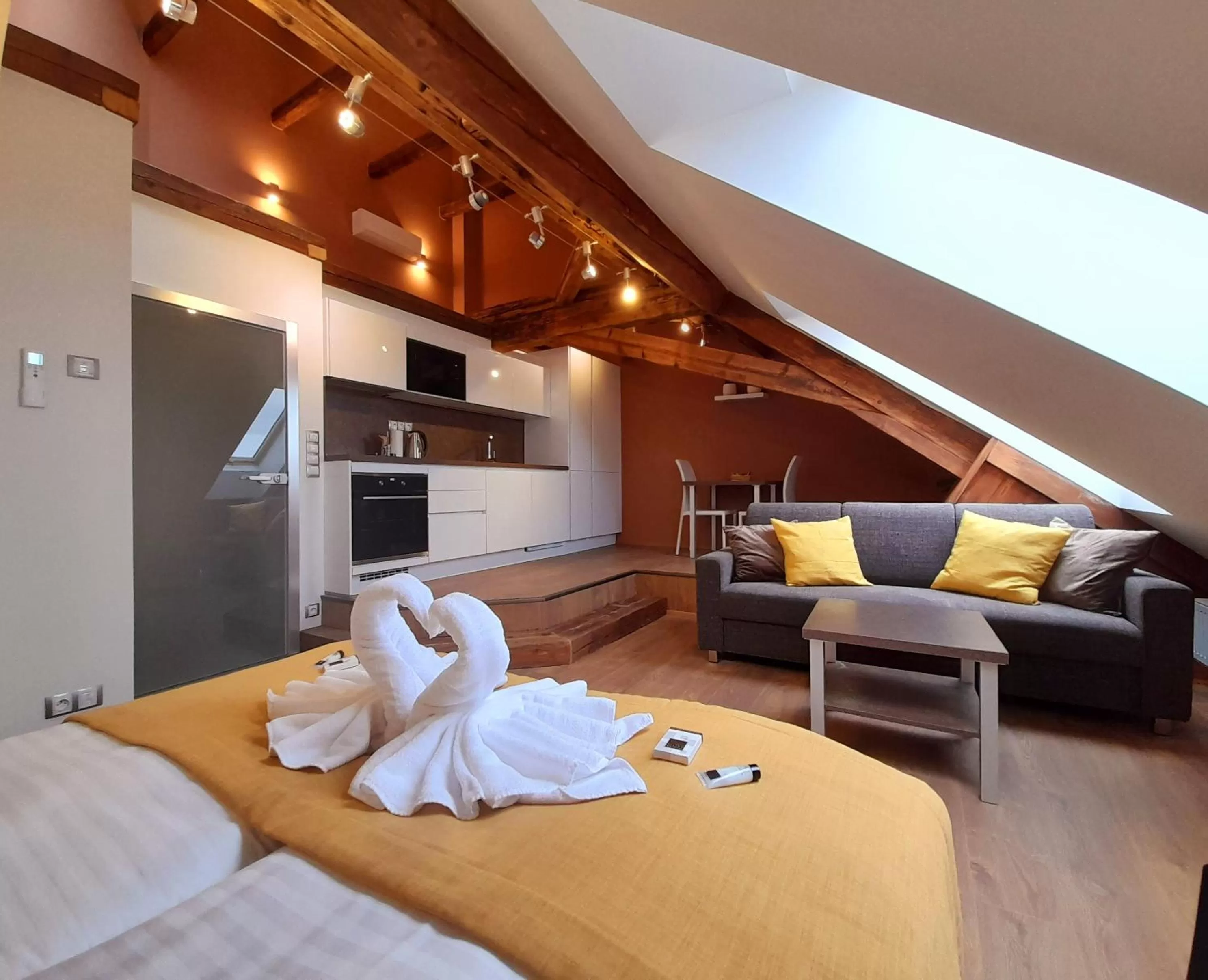 Seating area, Bed in Residence Mariánská