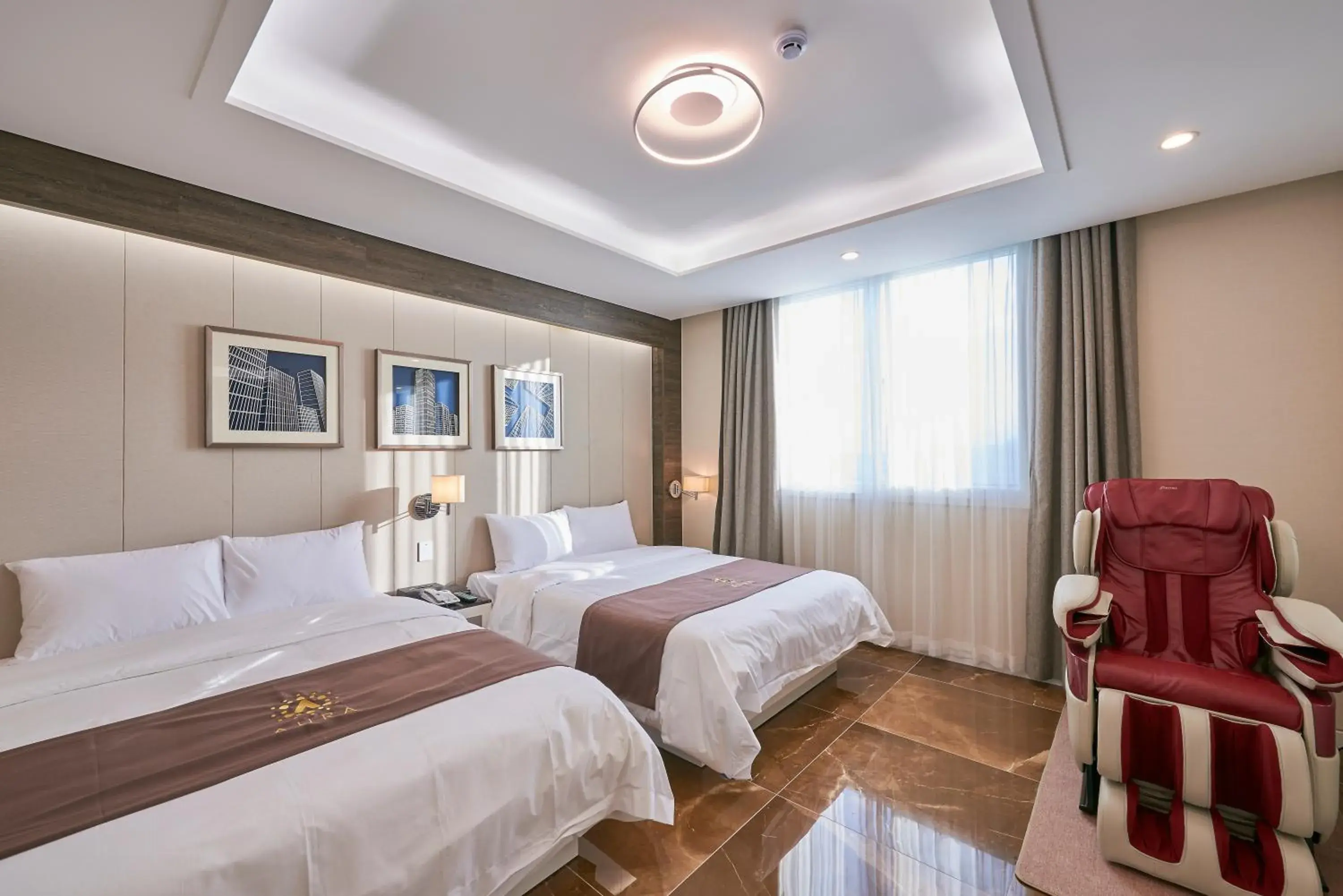 Bed in Gwangju Aura Hotel