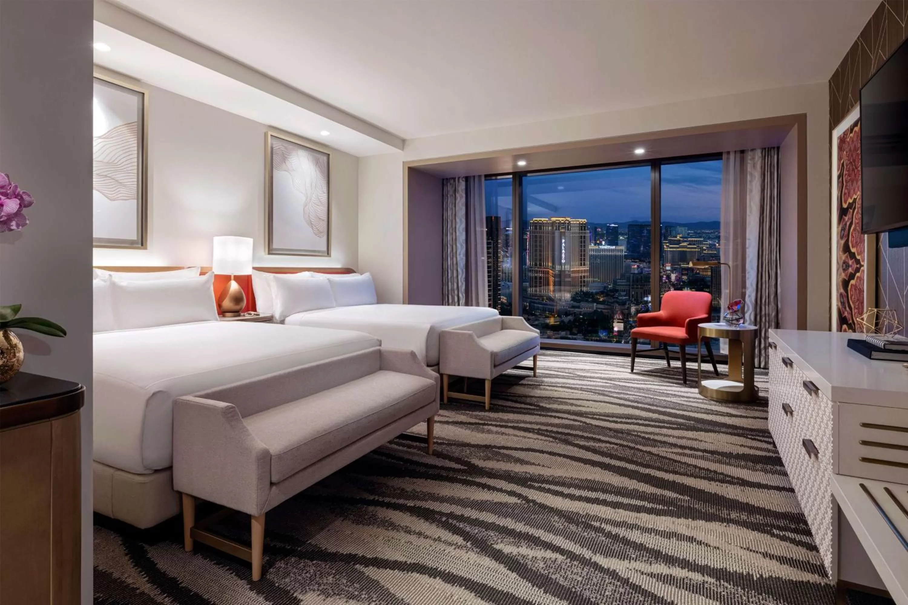 Bedroom, Bed in Conrad Las Vegas At Resorts World