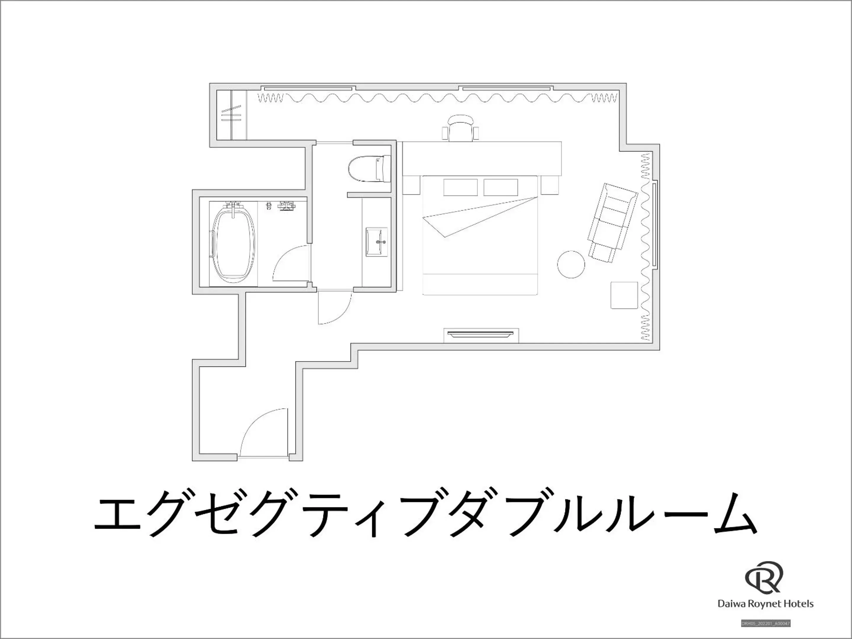 Photo of the whole room, Floor Plan in Daiwa Roynet Hotel Kyoto Ekimae PREMIER - former Daiwa Roynet Hotel Kyoto Ekimae