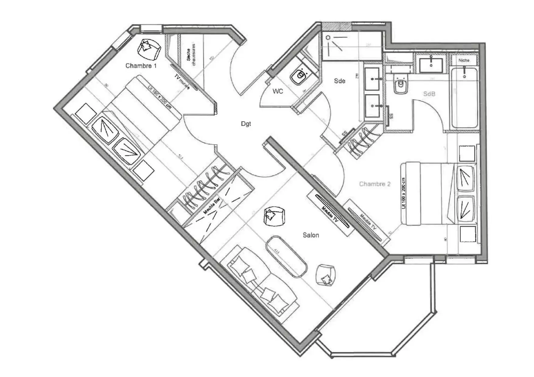 Floor Plan in Fahrenheit Seven Courchevel