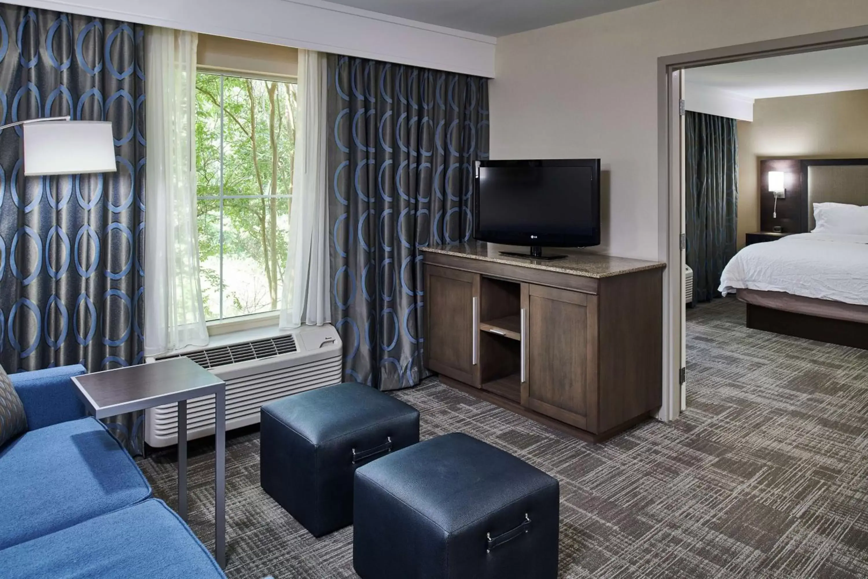 Bedroom, TV/Entertainment Center in Hampton Inn & Suites Chapel Hill/Durham