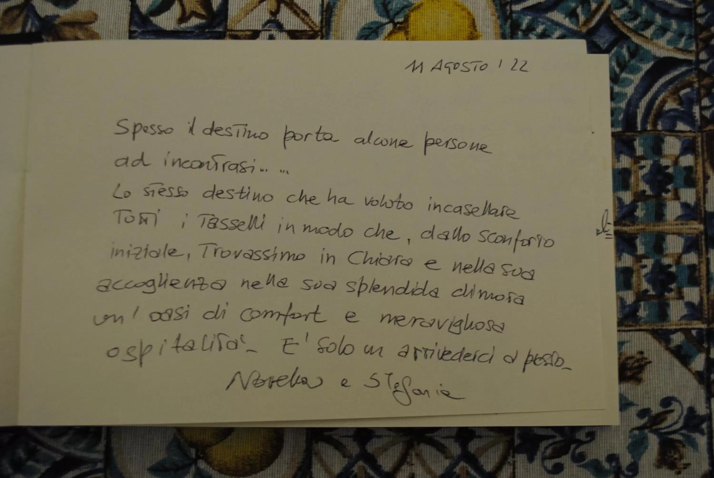 Text overlay in B&B Palazzo Sant'Alfano