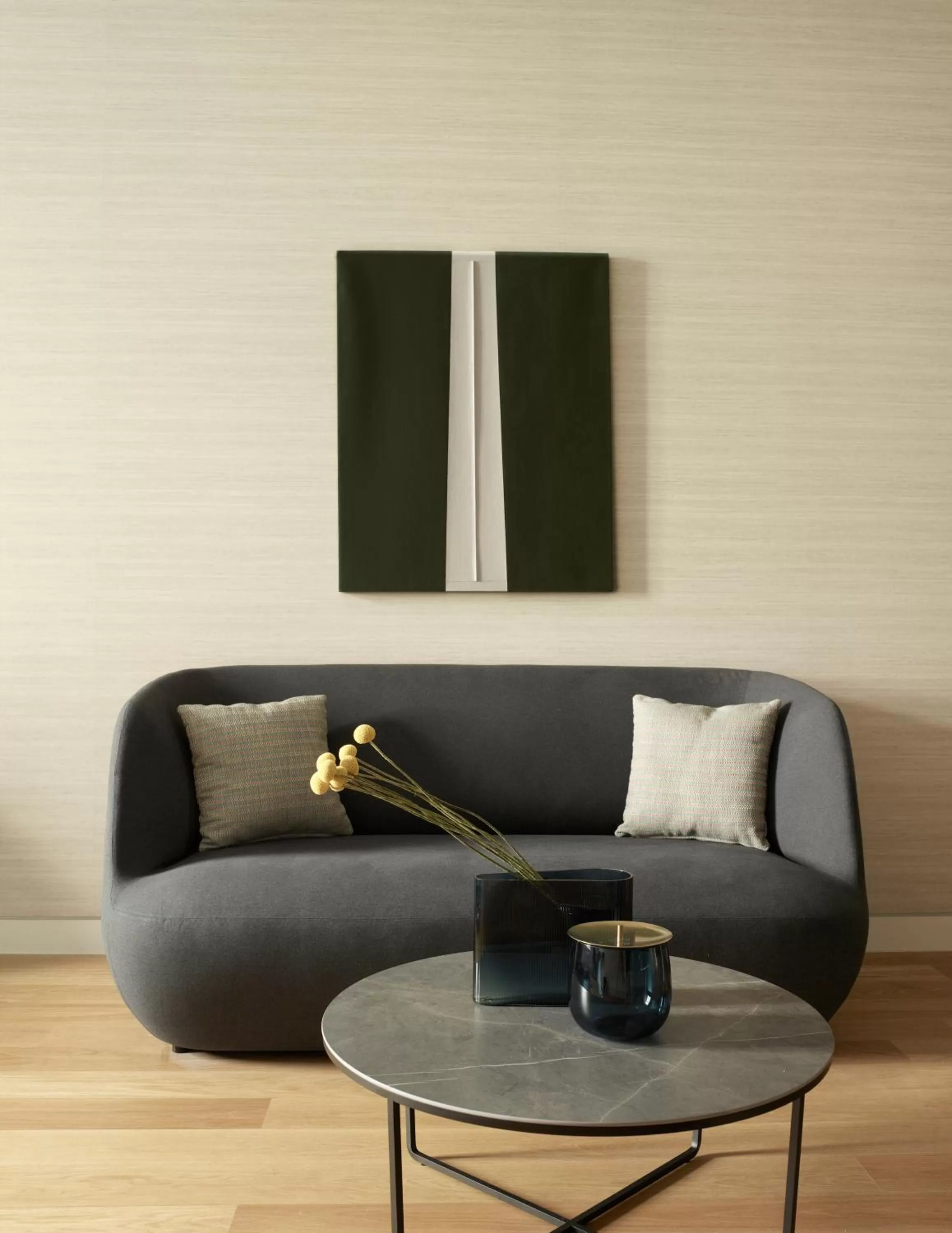 Seating area in xenodocheio Milos