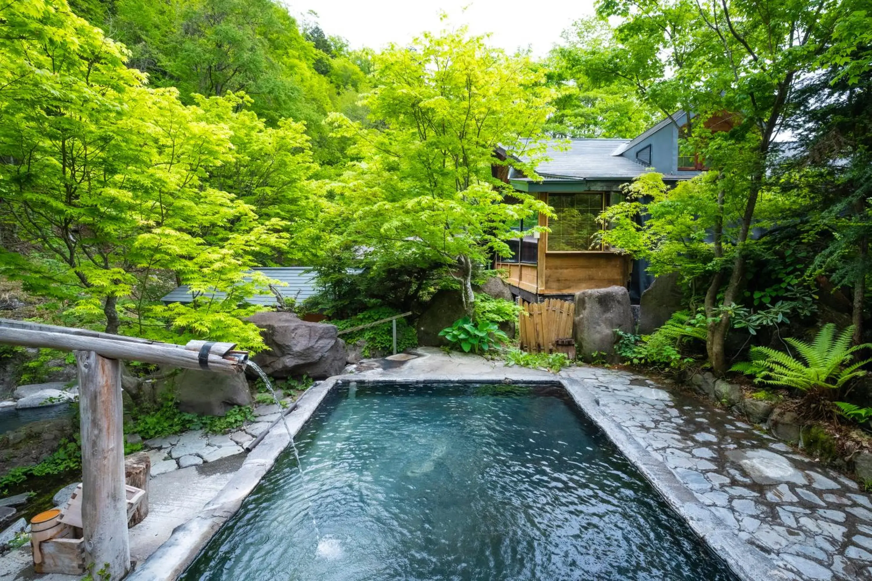 Open Air Bath, Swimming Pool in Hatcho no Yu Hot Spring Ryokan