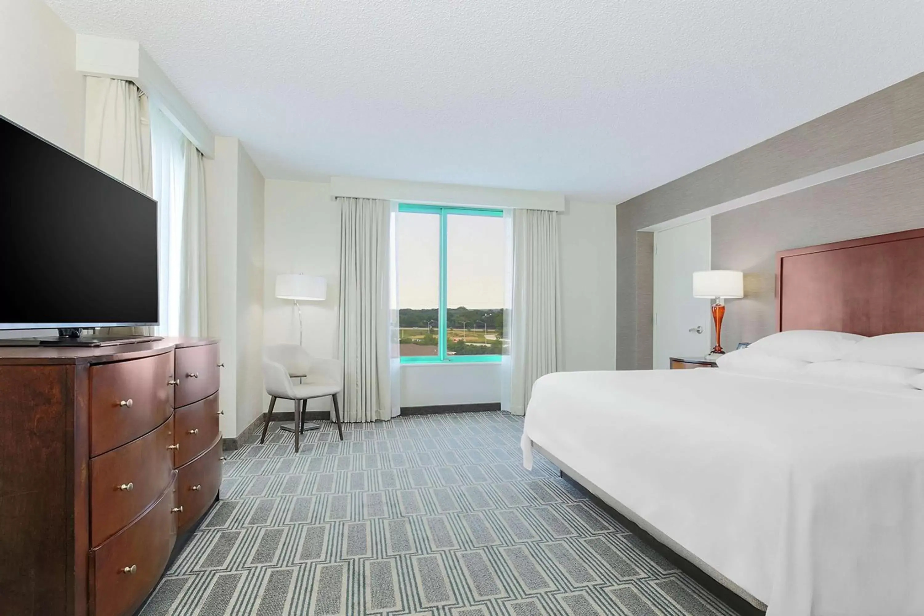 Bed, TV/Entertainment Center in Embassy Suites by Hilton Chicago Lombard