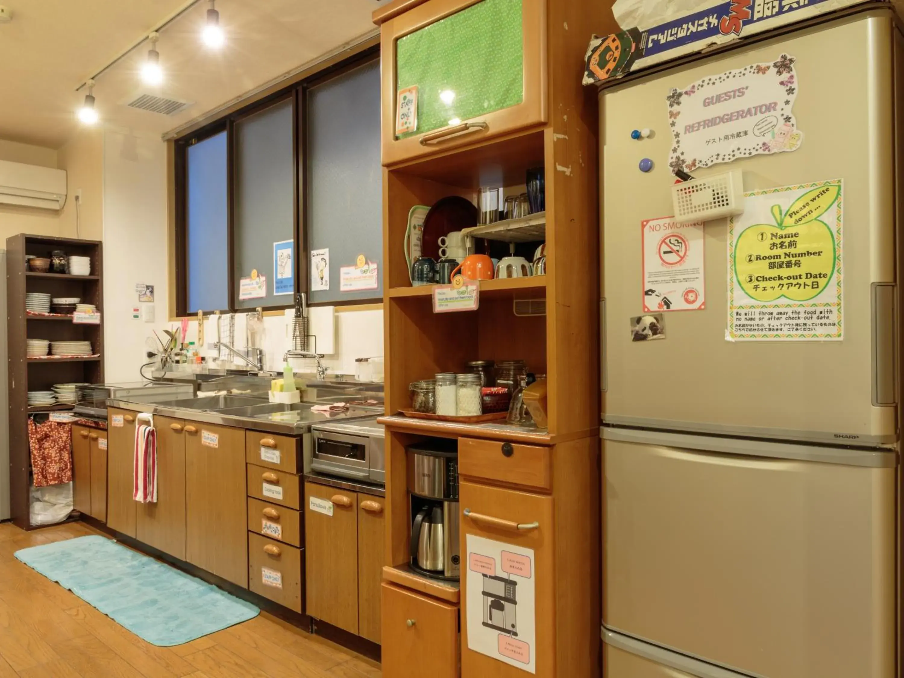 Communal kitchen in Kyoto Hana Hostel
