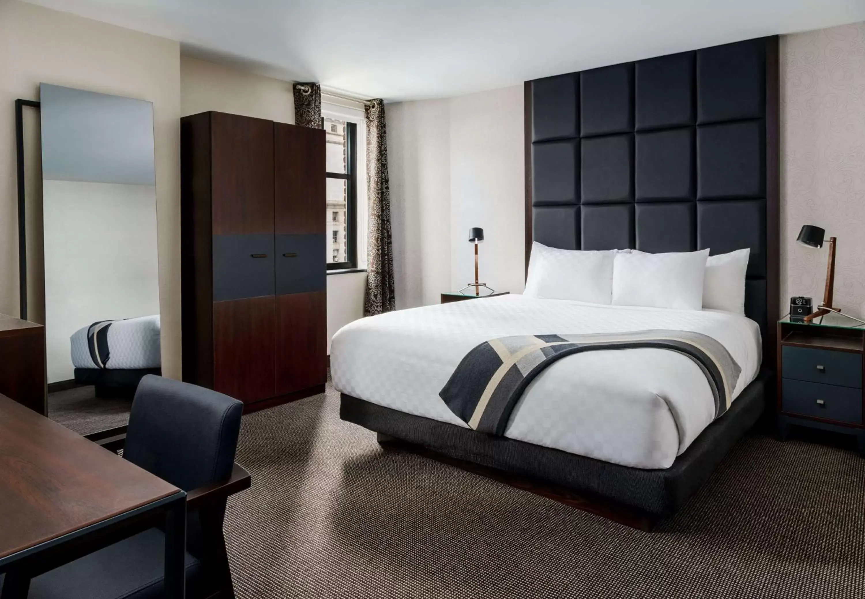 Bedroom, Bed in Joinery Hotel Pittsburgh, Curio Collection by Hilton