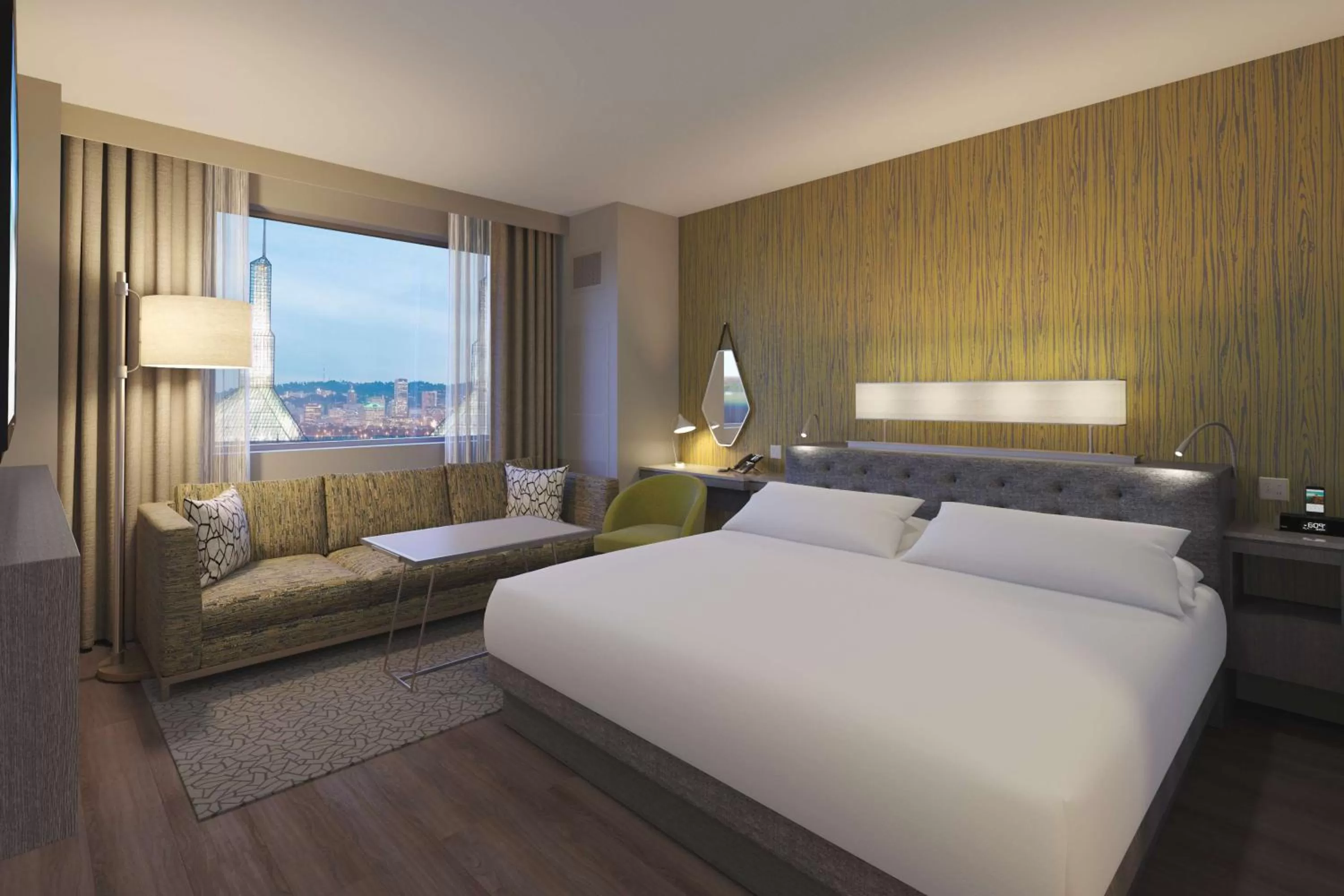 Photo of the whole room, Bed in Hyatt Regency Portland at the Oregon Convention Center