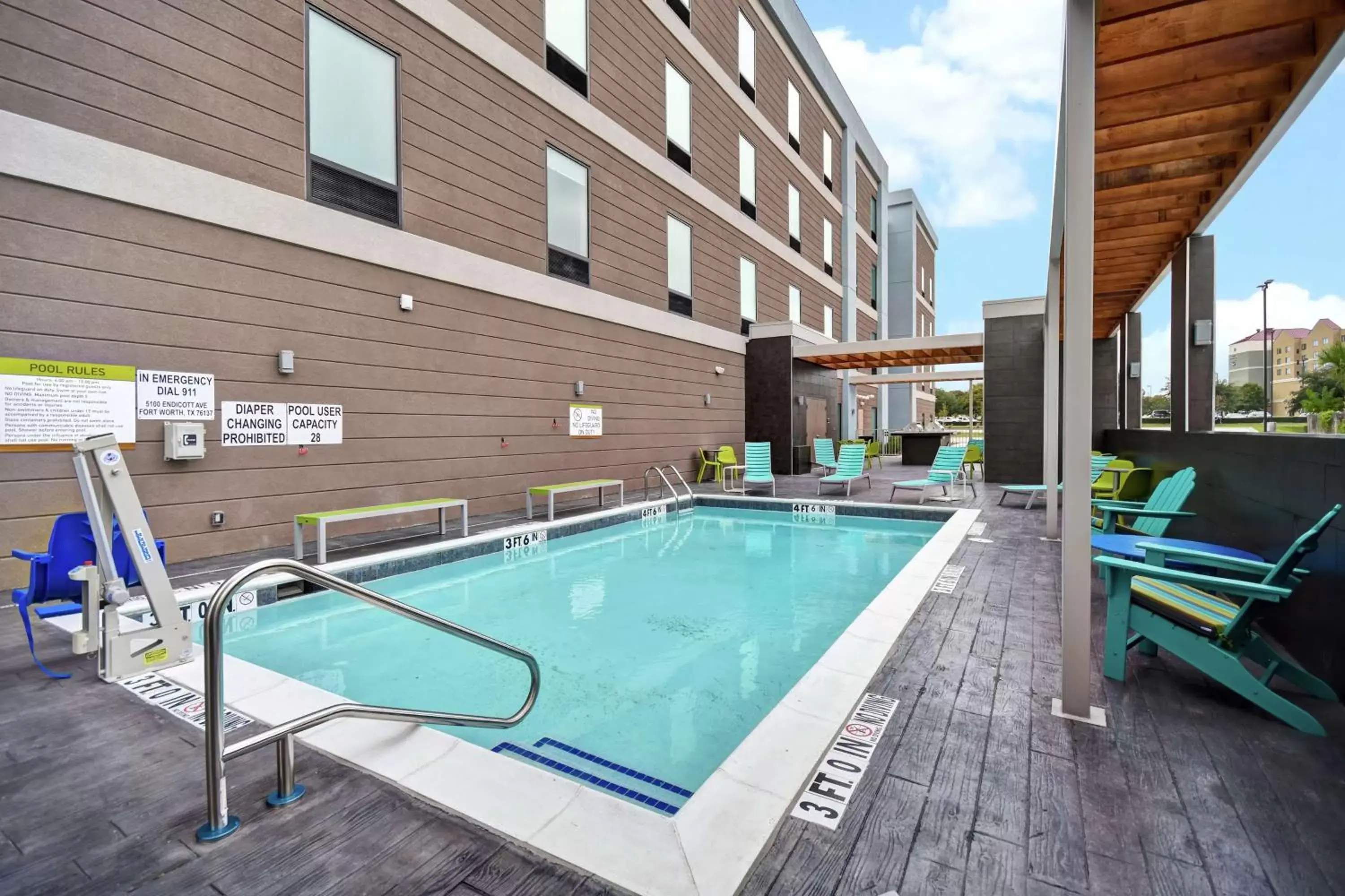 Patio, Swimming Pool in Home2 Suites By Hilton Fort Worth Fossil Creek