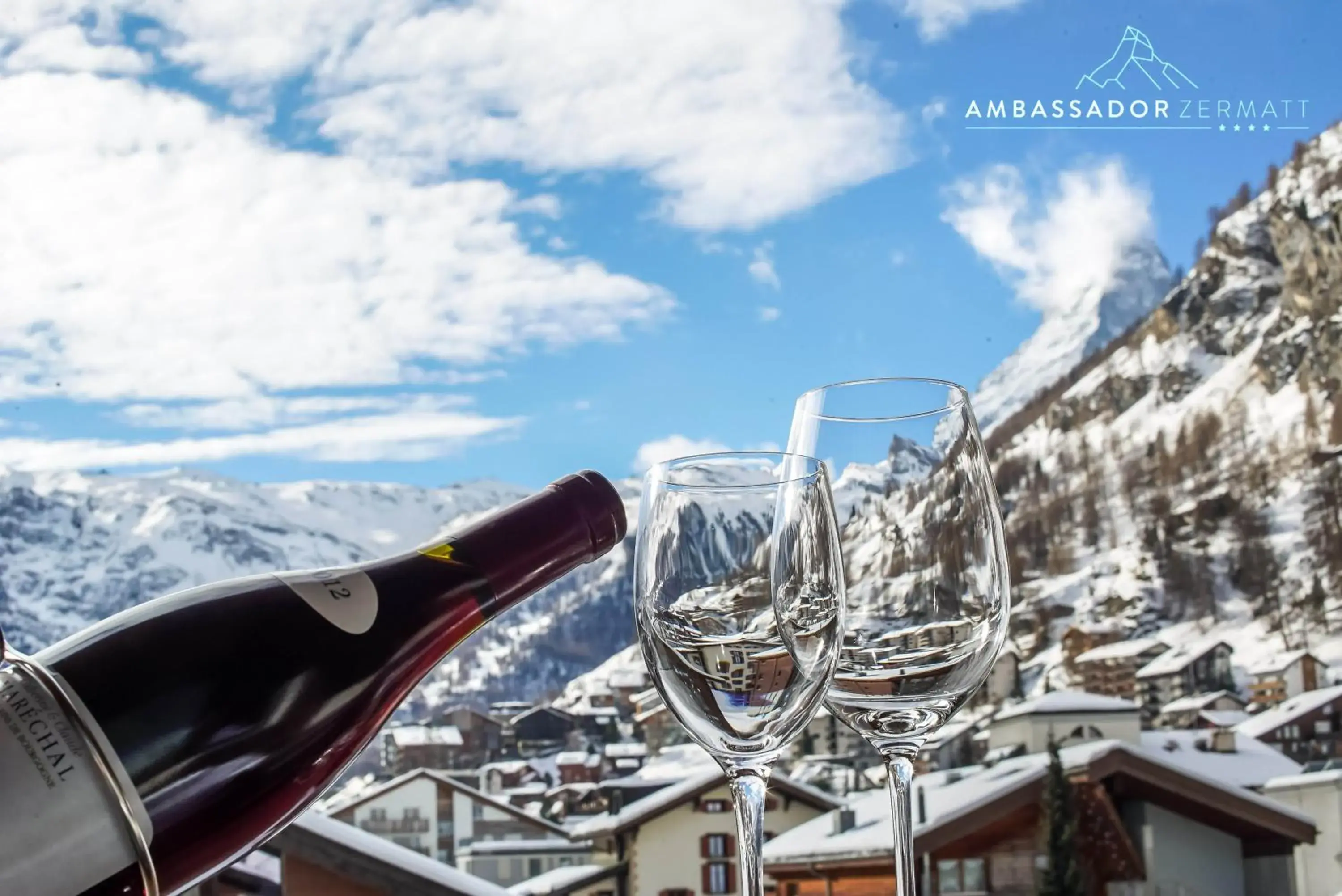 Landmark view, Winter in Hotel Ambassador Zermatt