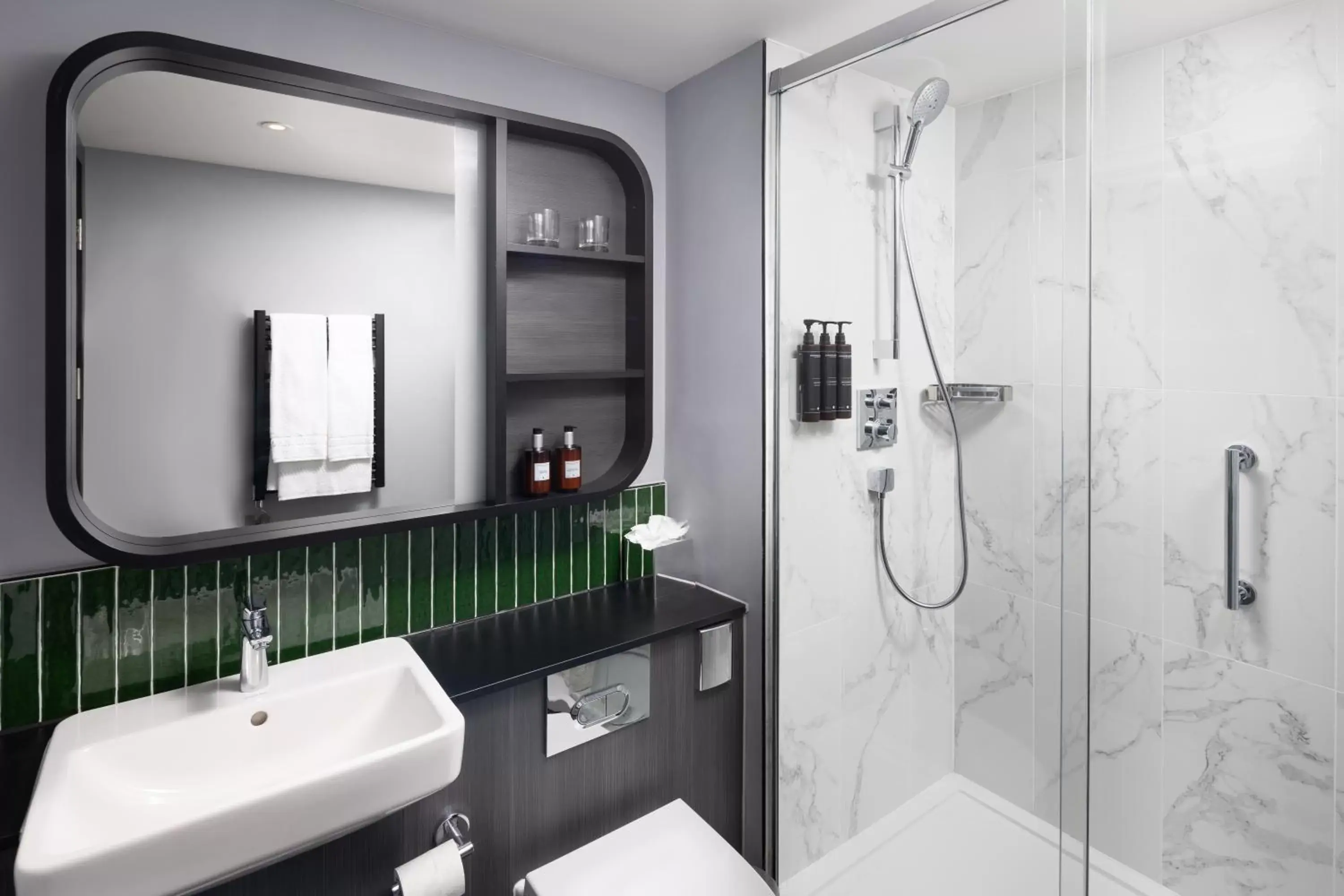 Shower, Bathroom in Residence Inn by Marriott Manchester Piccadilly