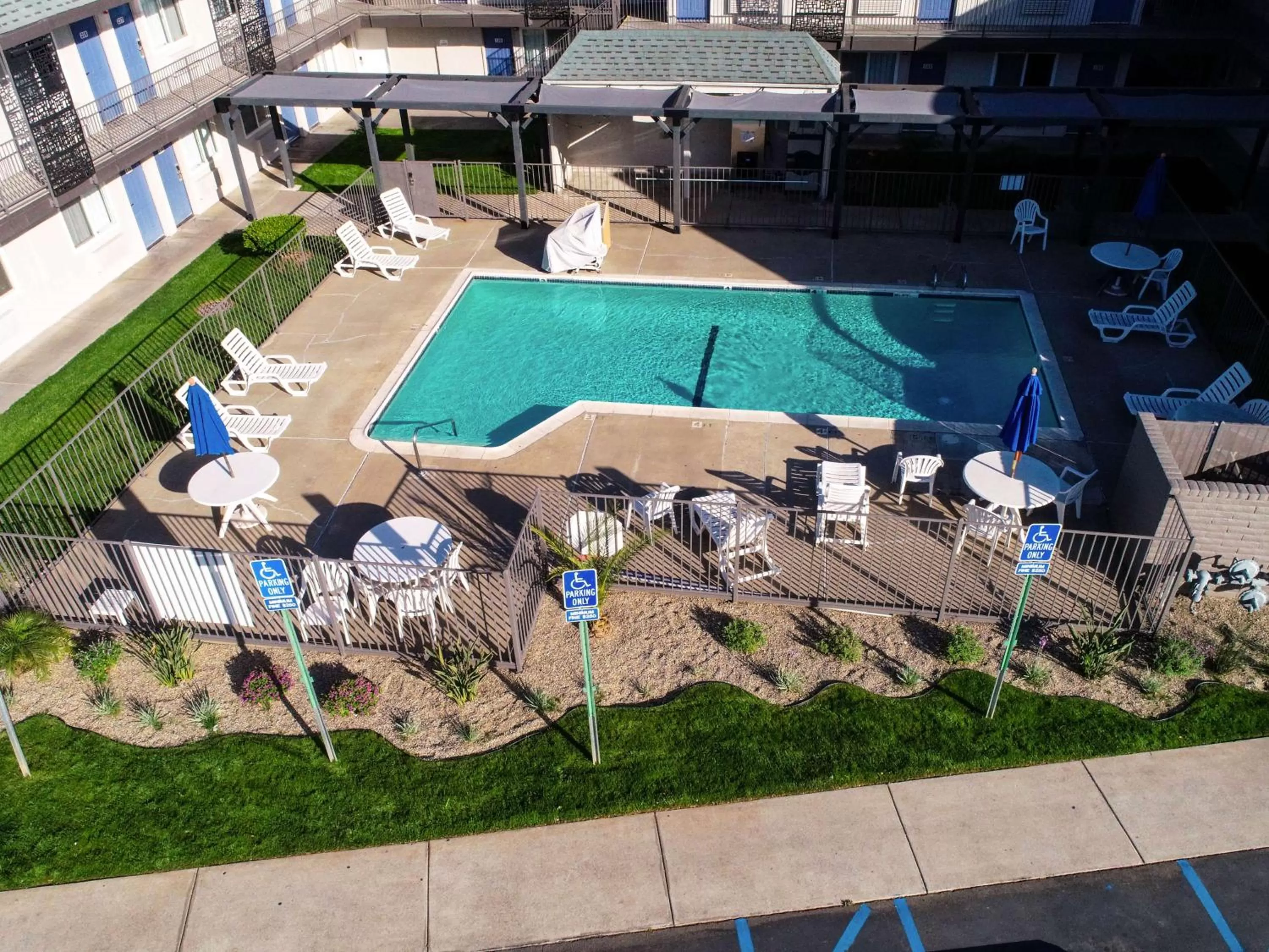 Pool view in Motel 6-Sacramento, CA - Central
