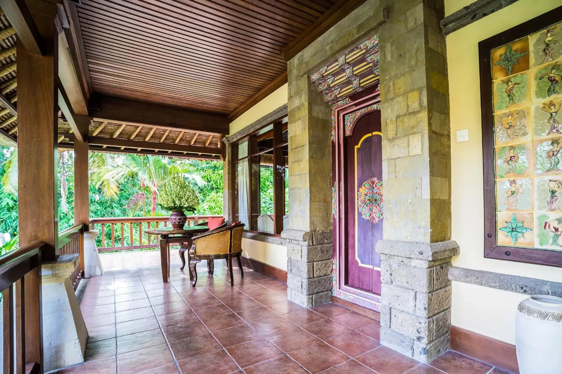 Balcony/Terrace, Dining Area in Kori Ubud Resort, Restaurant & Spa