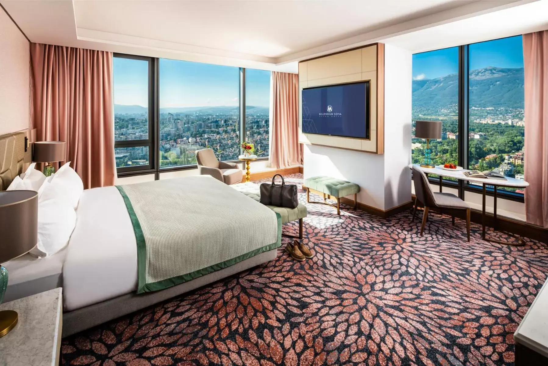 Mountain view, Bed in Grand Hotel Millennium Sofia Mountain view, Bed in Grand Hotel Millennium Sofia