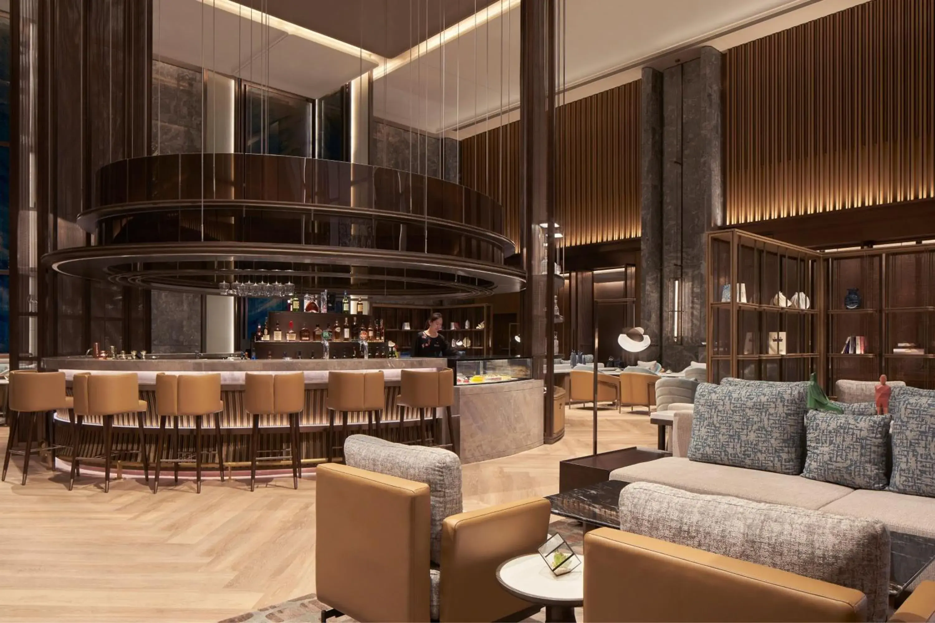Lobby or reception, Lounge/Bar in Tianjin Marriott Hotel National Convention and Exhibition Center