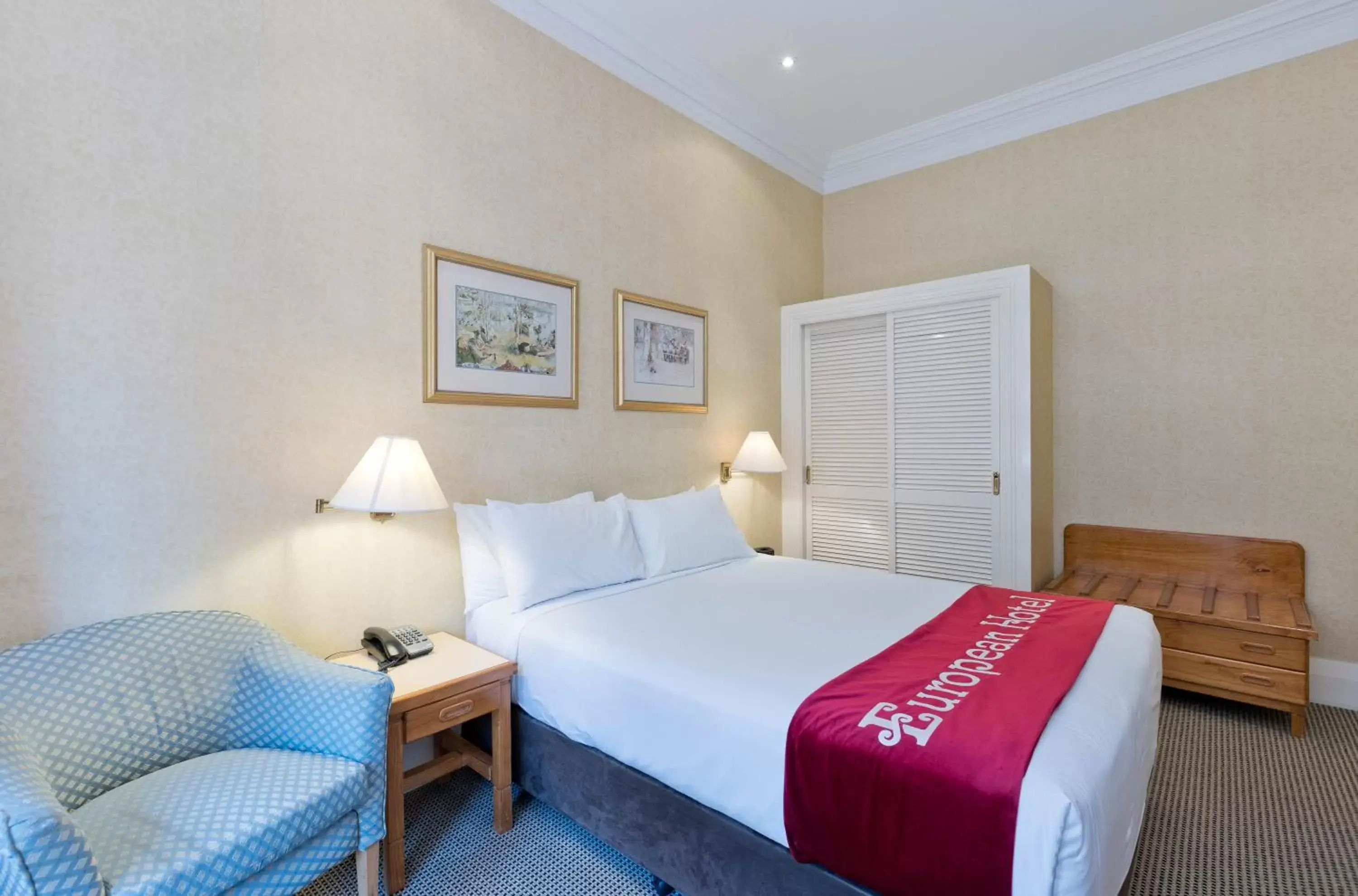 Bed in European Hotel