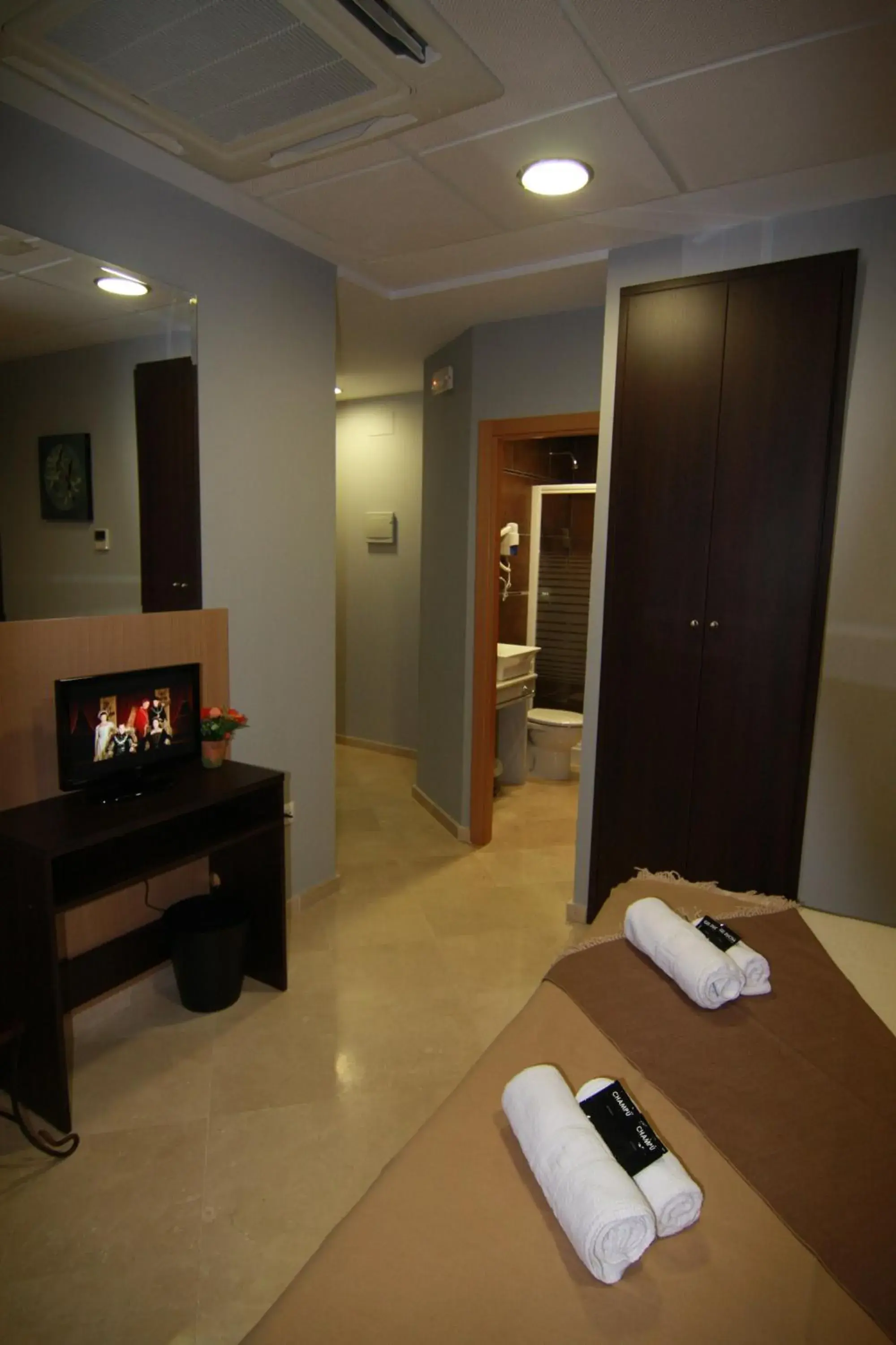 Bed, TV/Entertainment Center in Hotel Duquesa