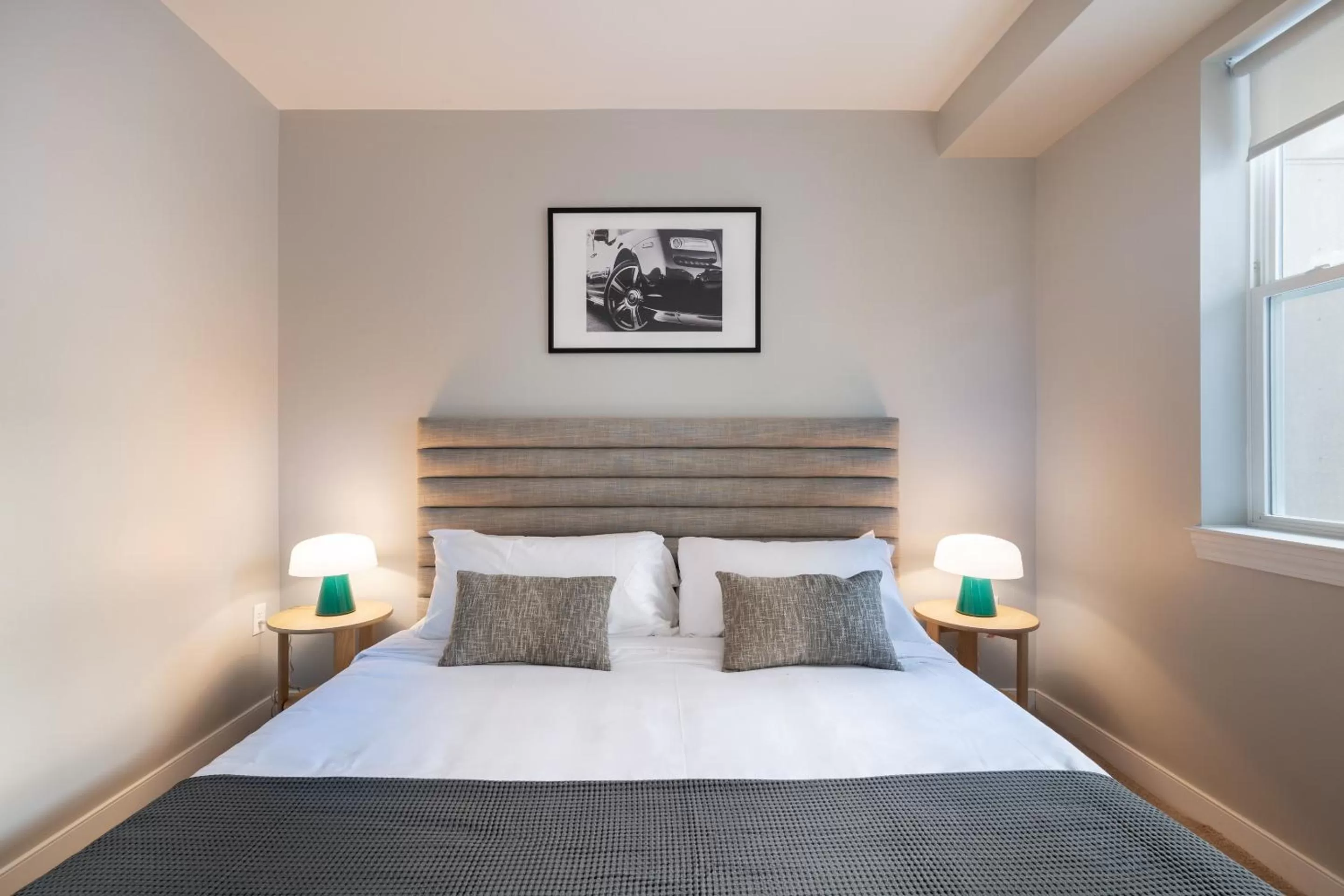 Bedroom, Bed in Mint House Detroit - New Center