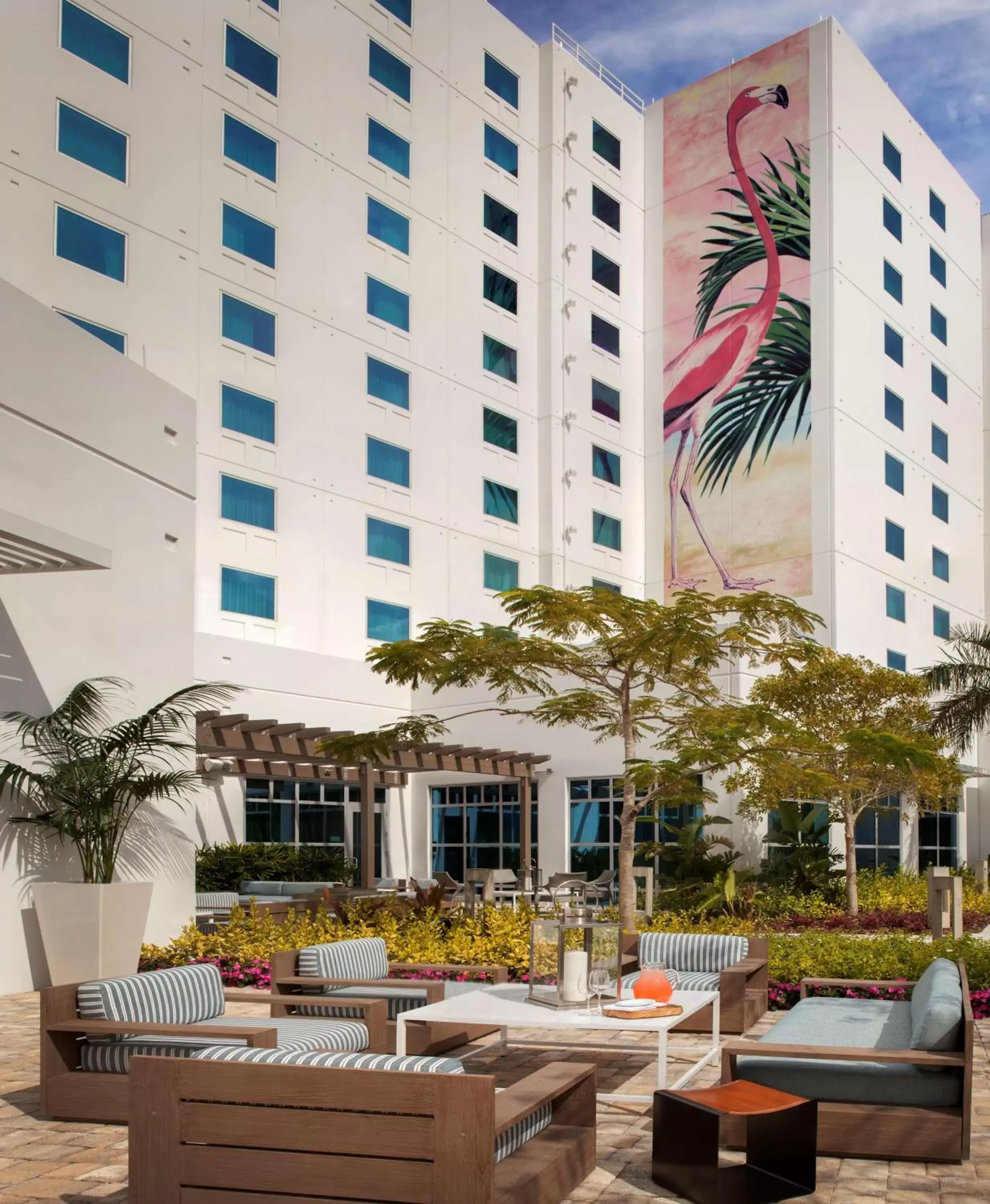 Patio, Property Building in Homewood Suites by Hilton Miami Dolphin Mall