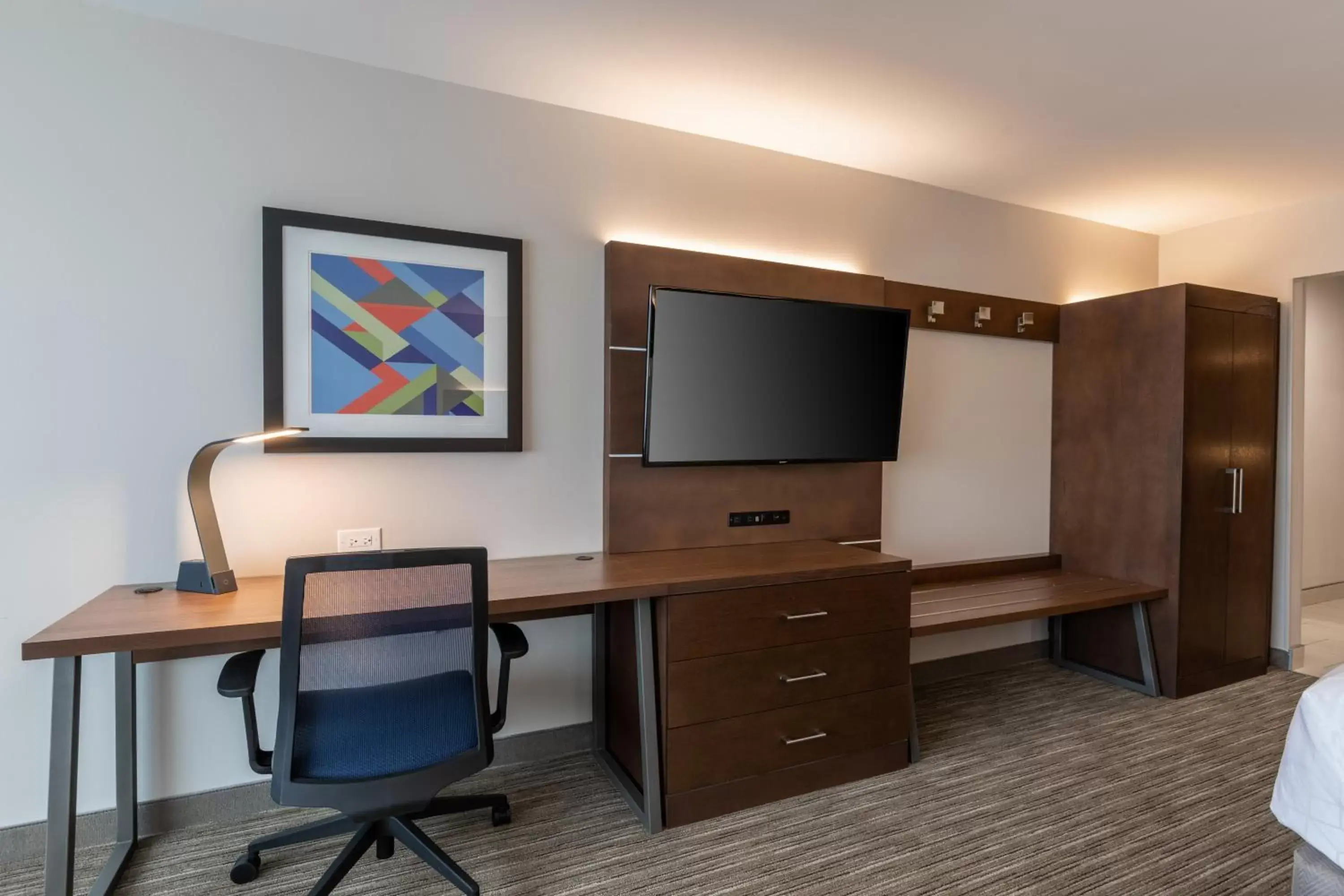 Bedroom, TV/Entertainment Center in Holiday Inn Express & Suites Gainesville - Lake Lanier Area, an IHG Hotel