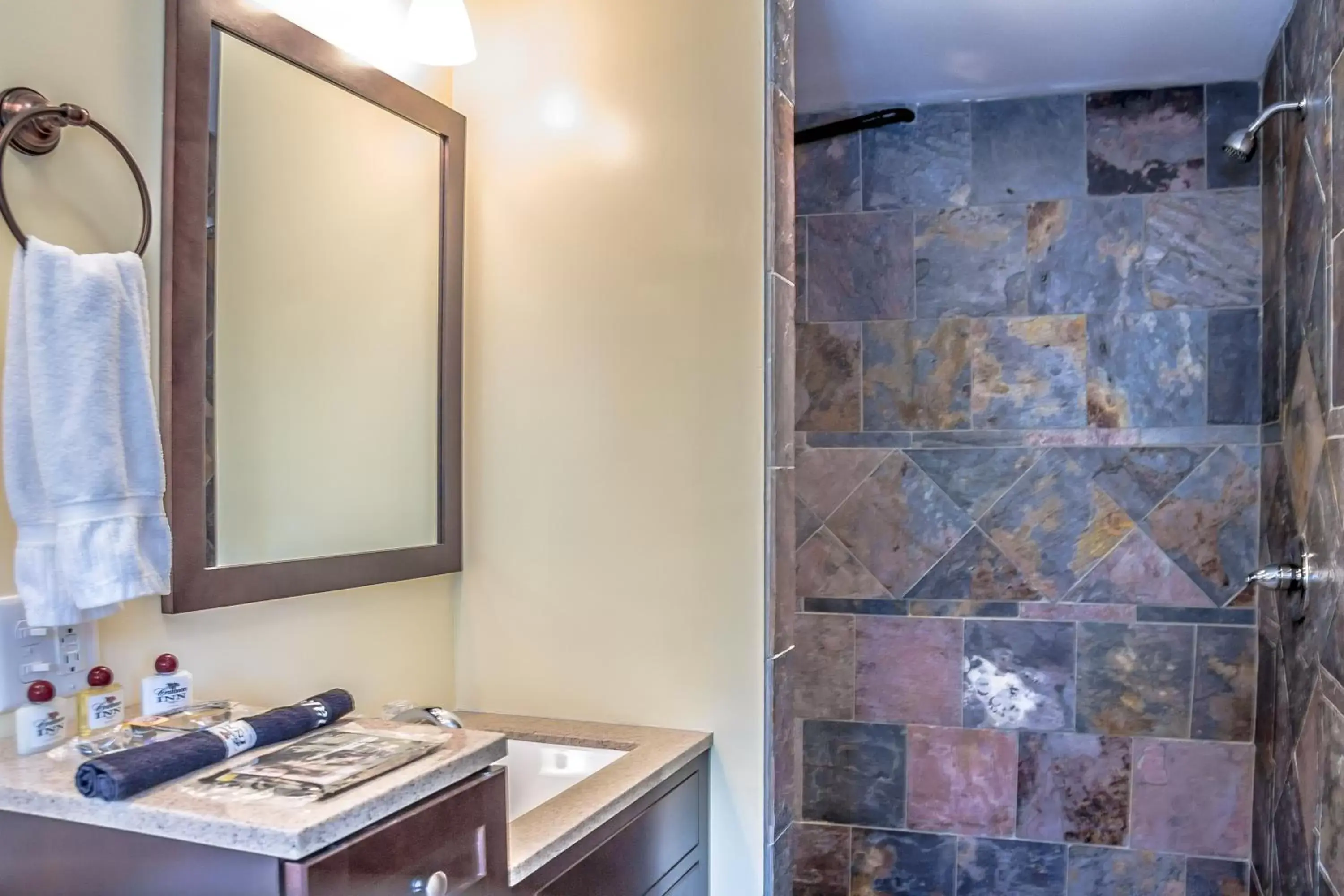 Shower in Cranmore Inn and Suites, a North Conway boutique hotel