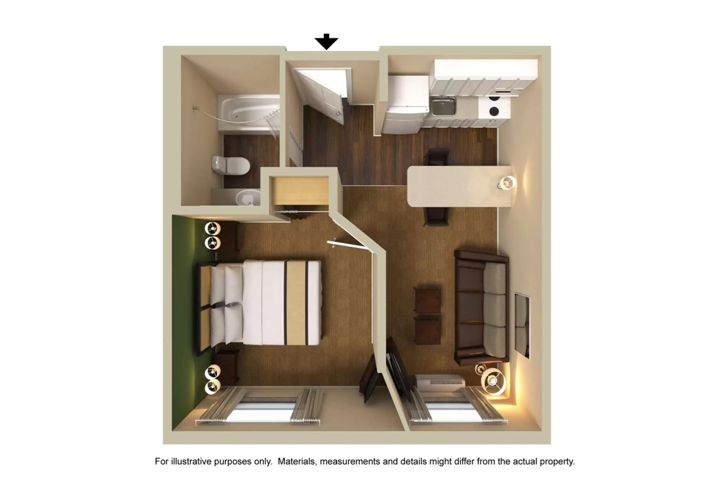 Bedroom, Floor Plan in Extended Stay America Suites - Providence - Airport