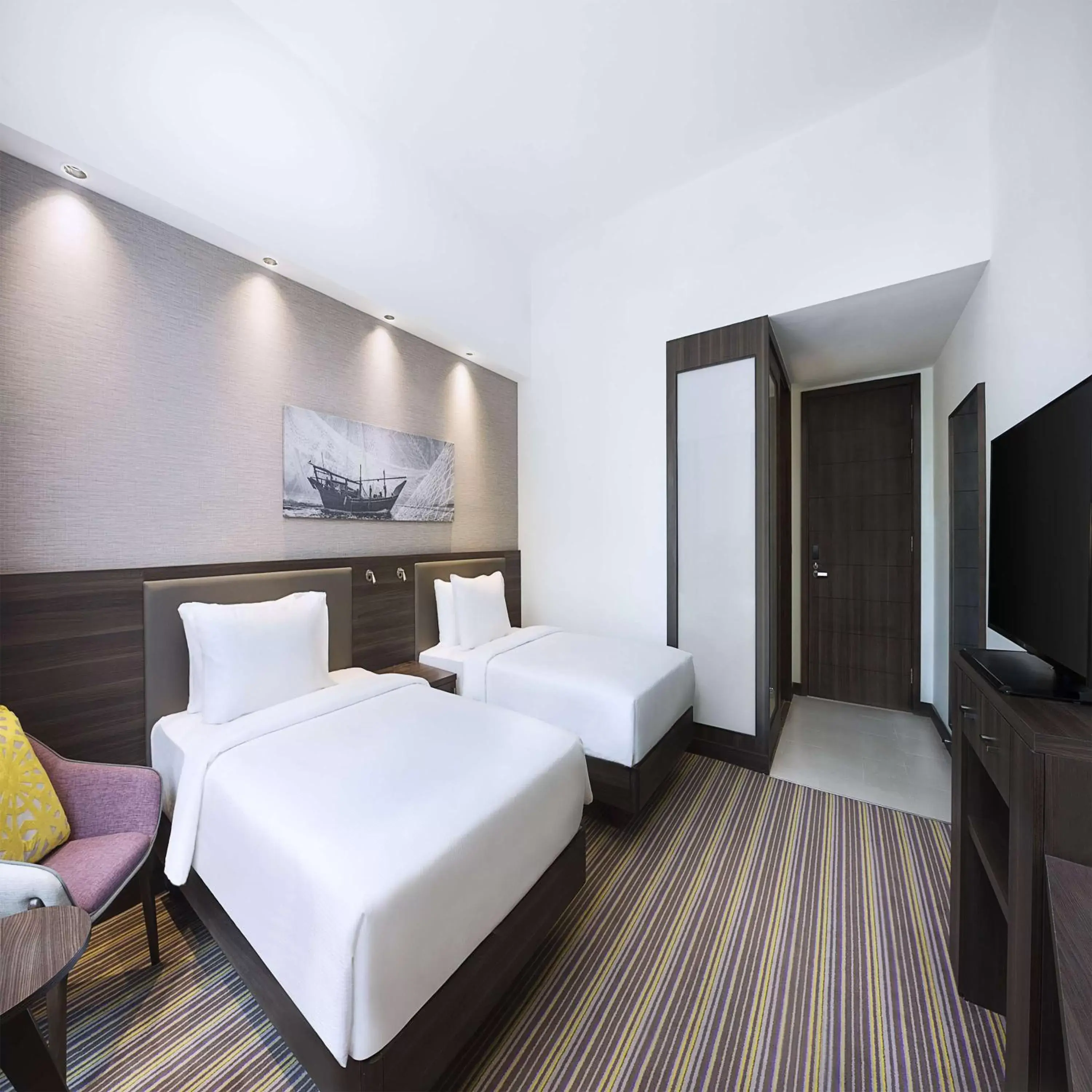 Bedroom, Bed in Hampton By Hilton Dubai Airport