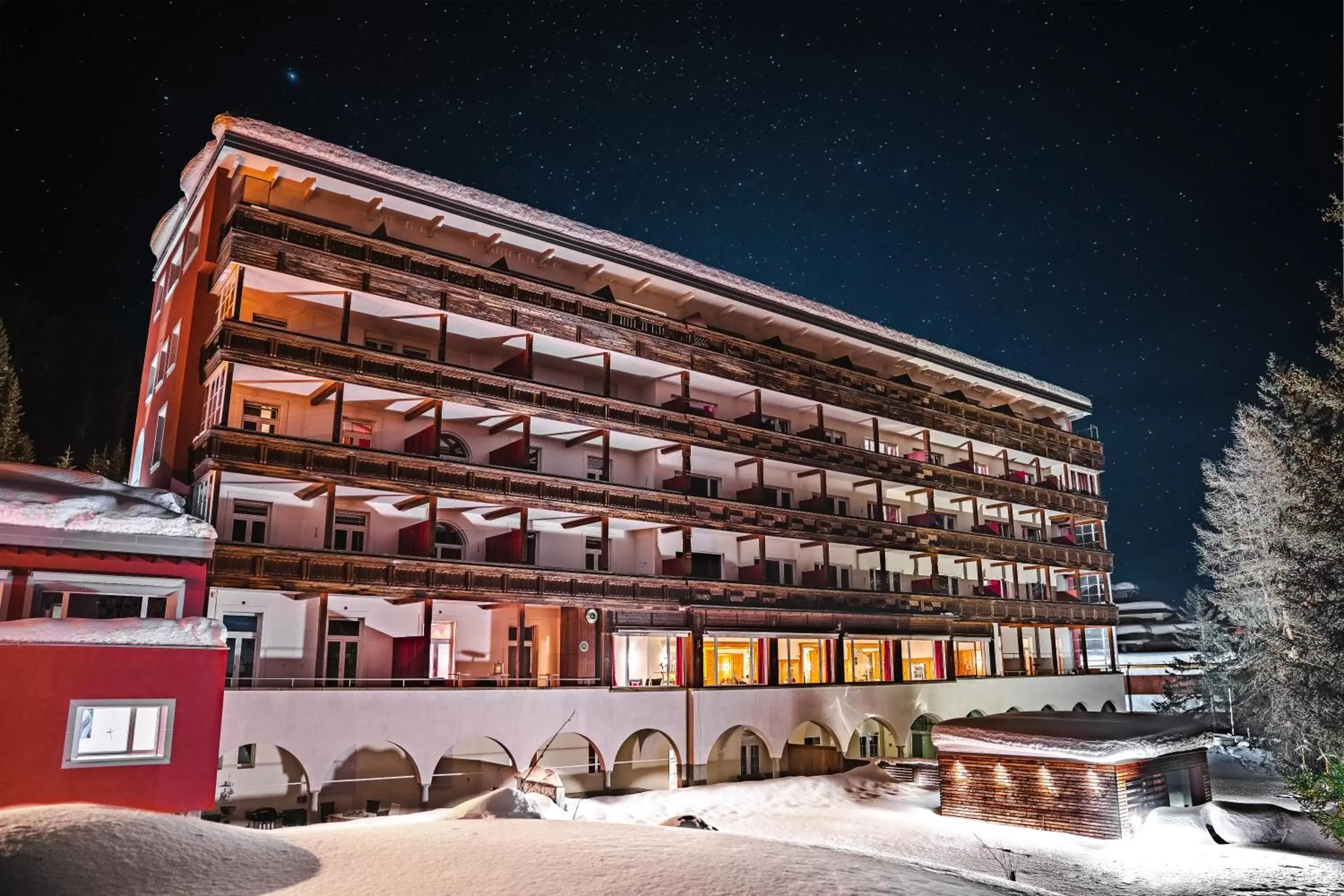 Property building, Winter in Blatter's Arosa Hotel & Bella Vista SPA