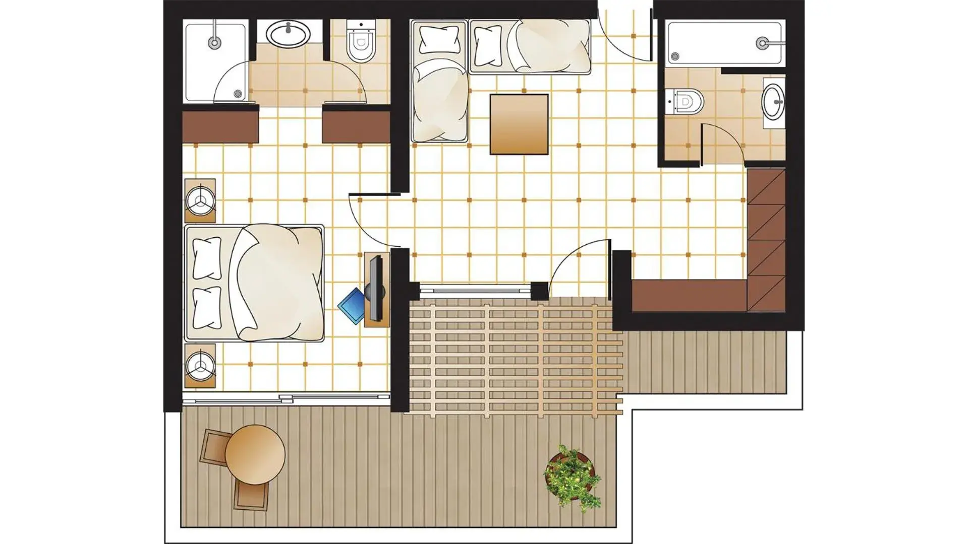 Bedroom, Floor Plan in Grecotel Marine Palace & Aqua Park