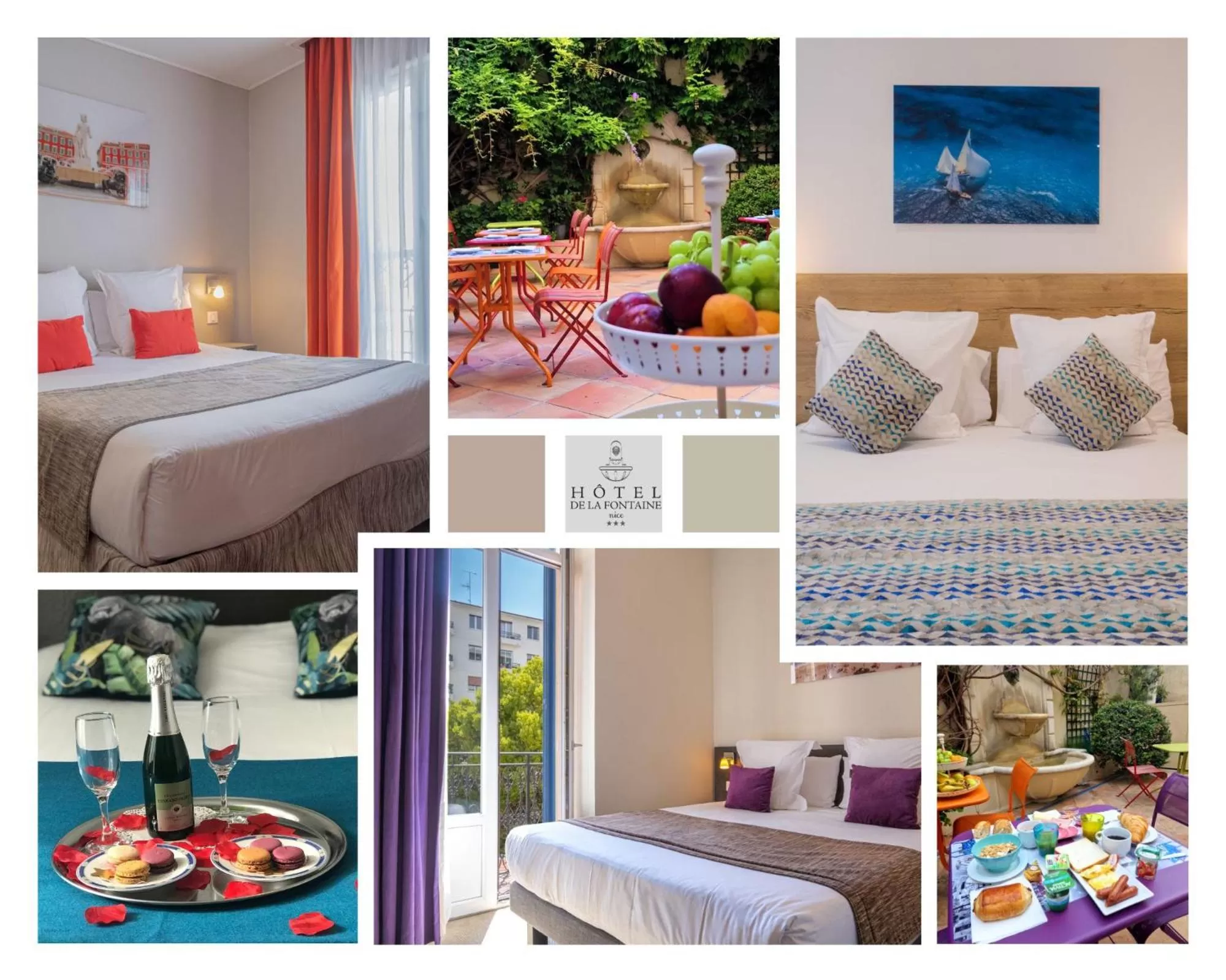 Bed in Hôtel de la Fontaine